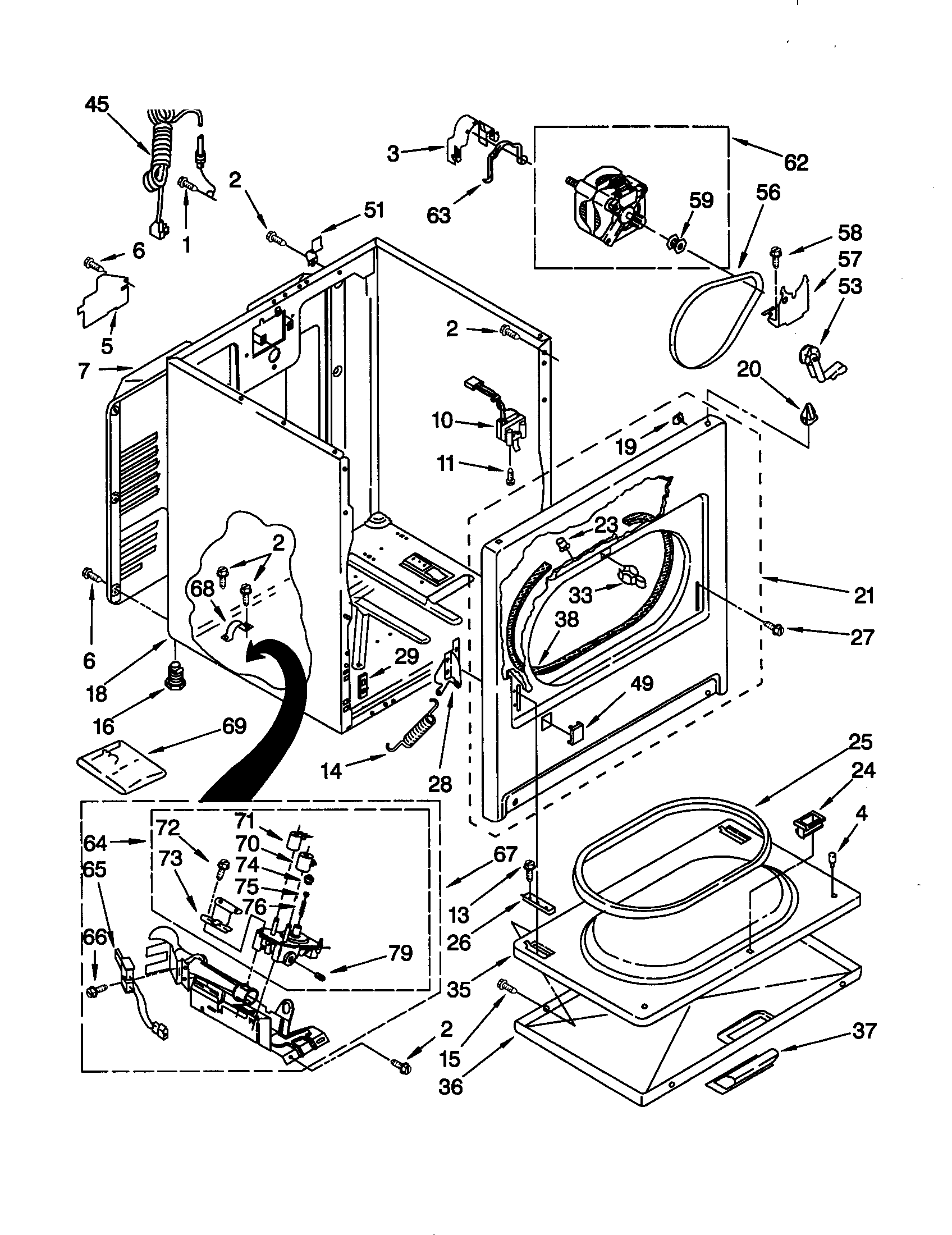Whirlpool LGR5636EQ3 cabinet diagram