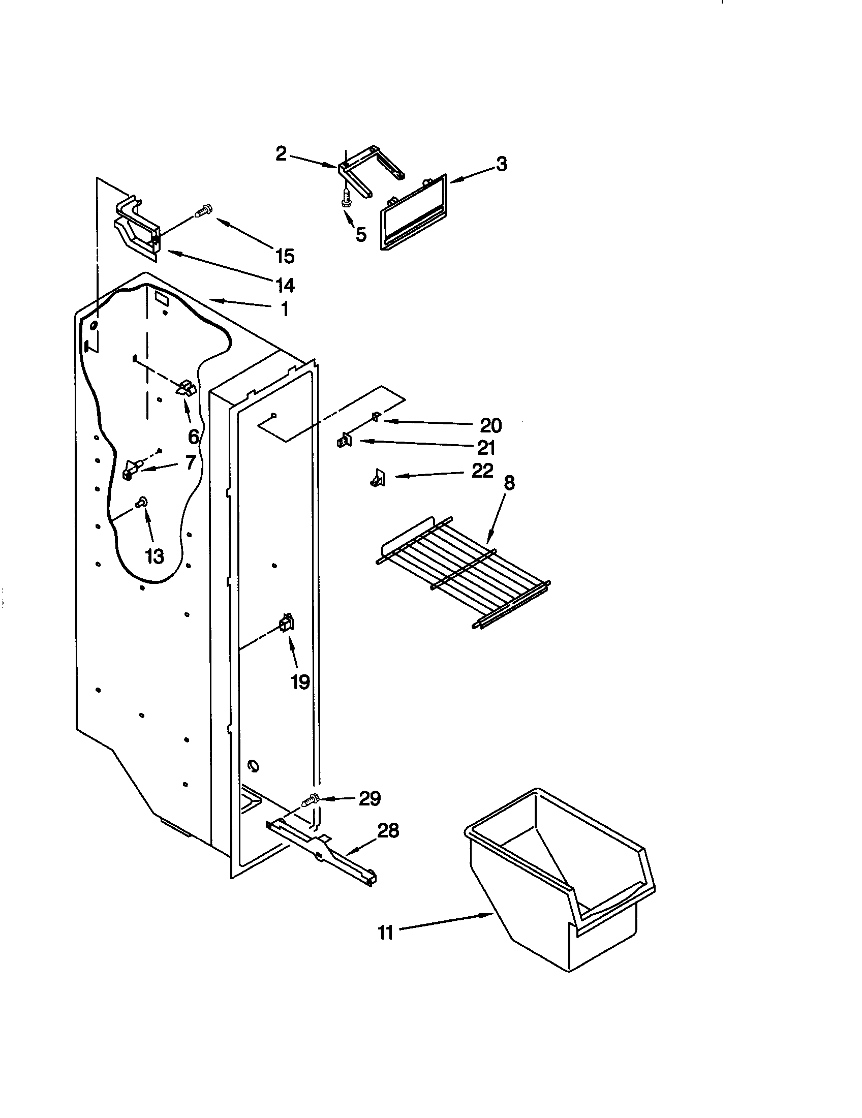 Kenmore 10659045990 freezer liner diagram