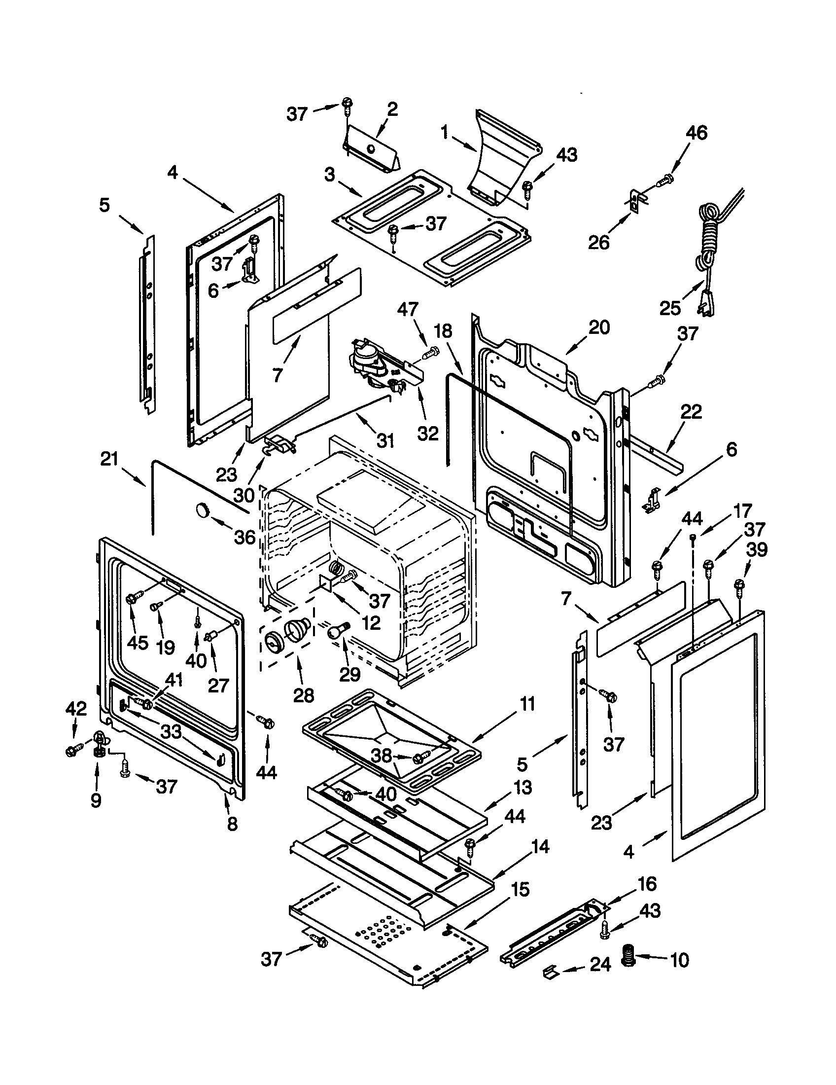 Whirlpool SF365PEGN0 chassis diagram