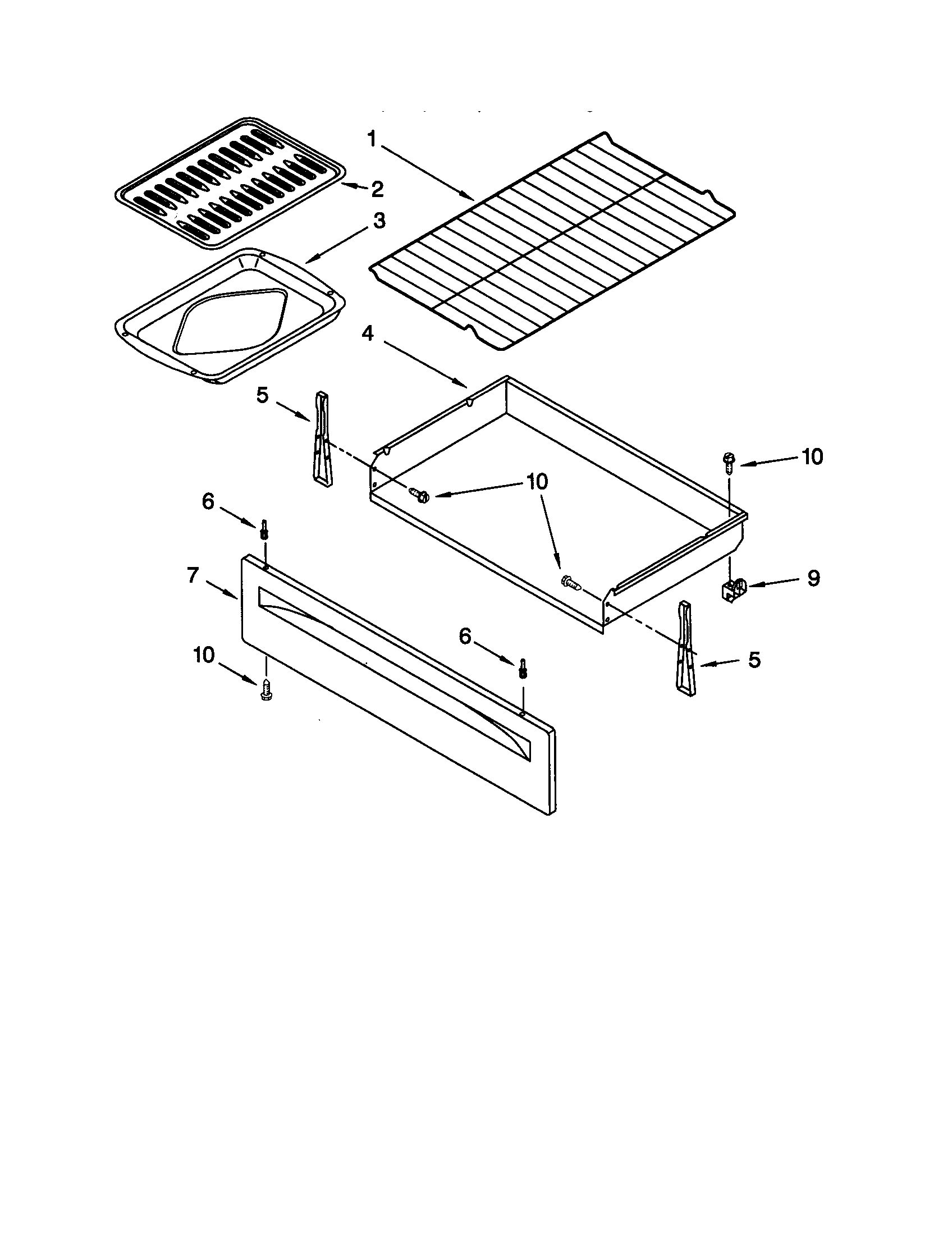 Whirlpool SF365PEGN0 drawer and broiler diagram