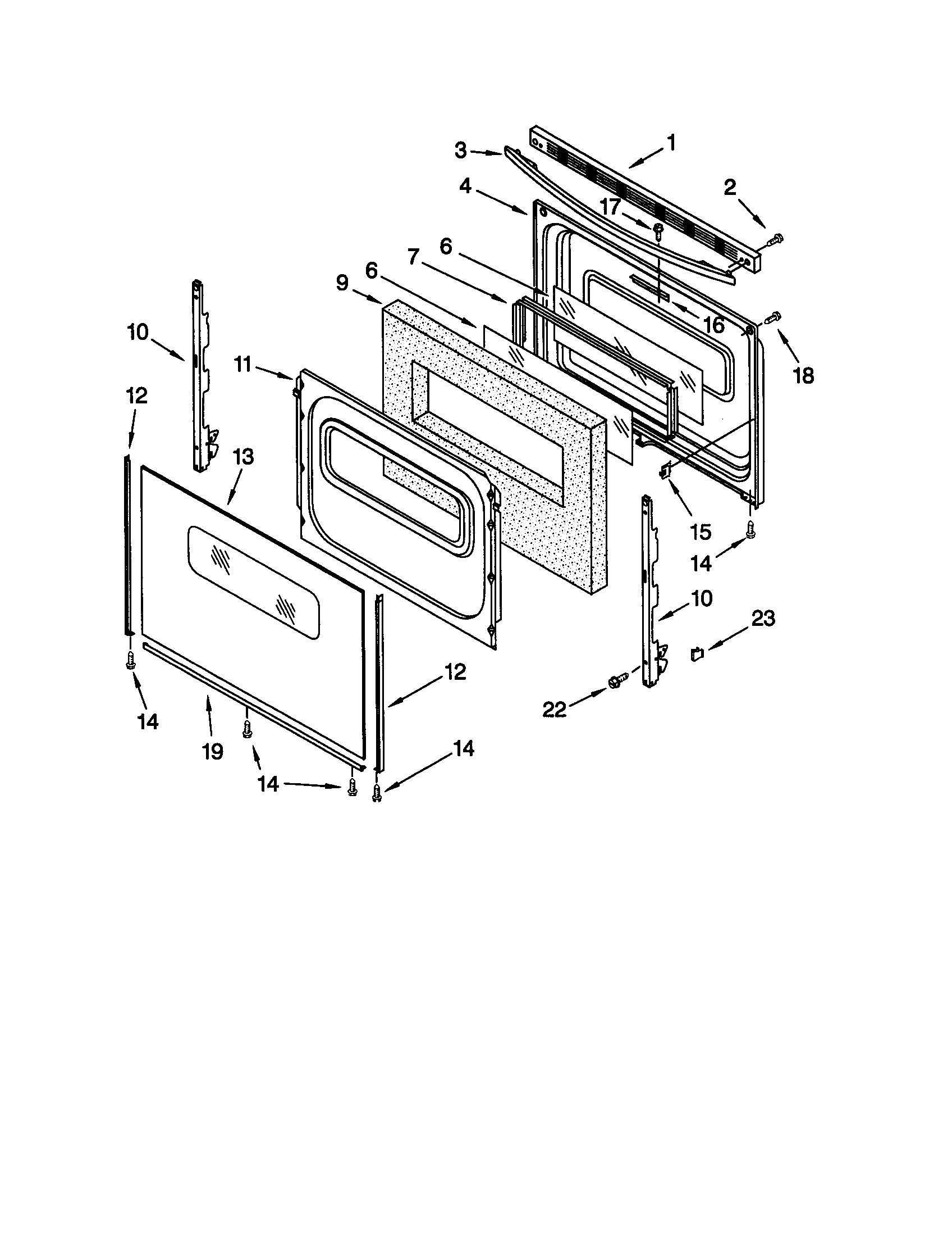 Whirlpool SF365PEGN0 door diagram