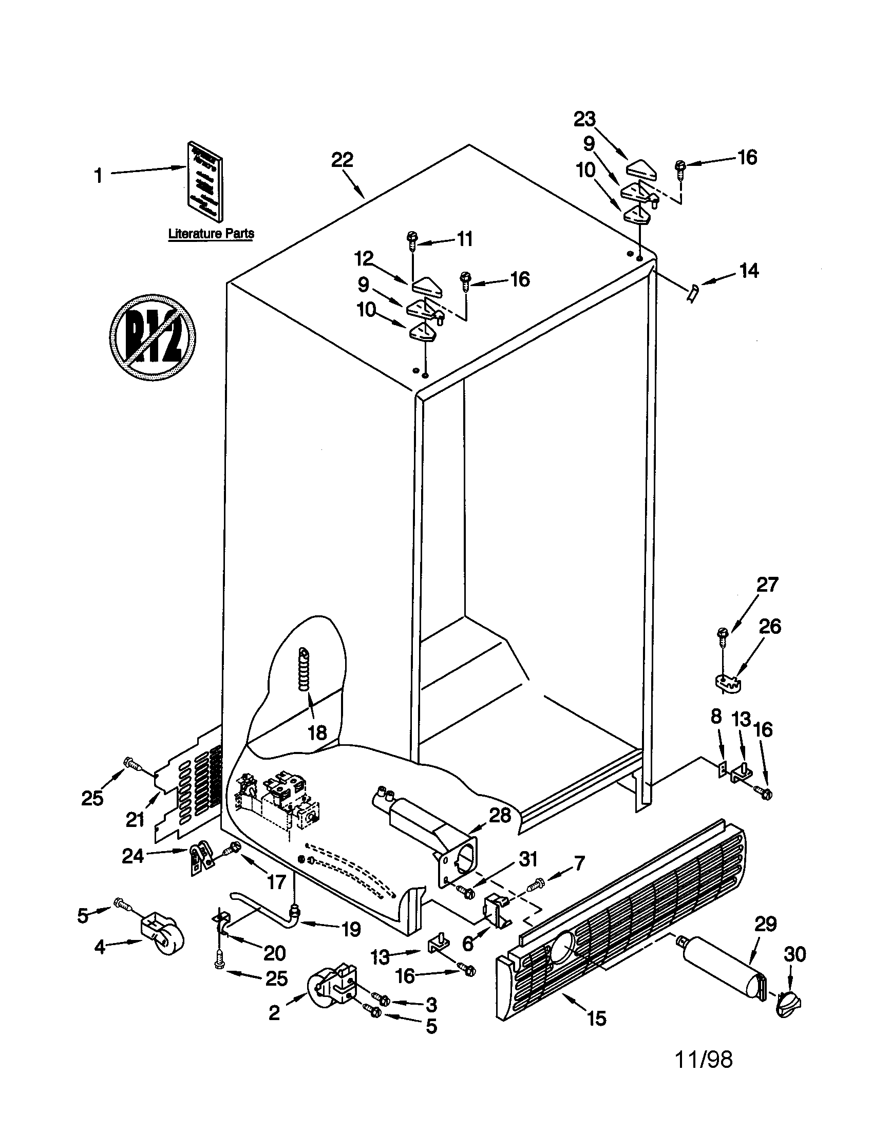 Kenmore 10658599890 cabinet diagram