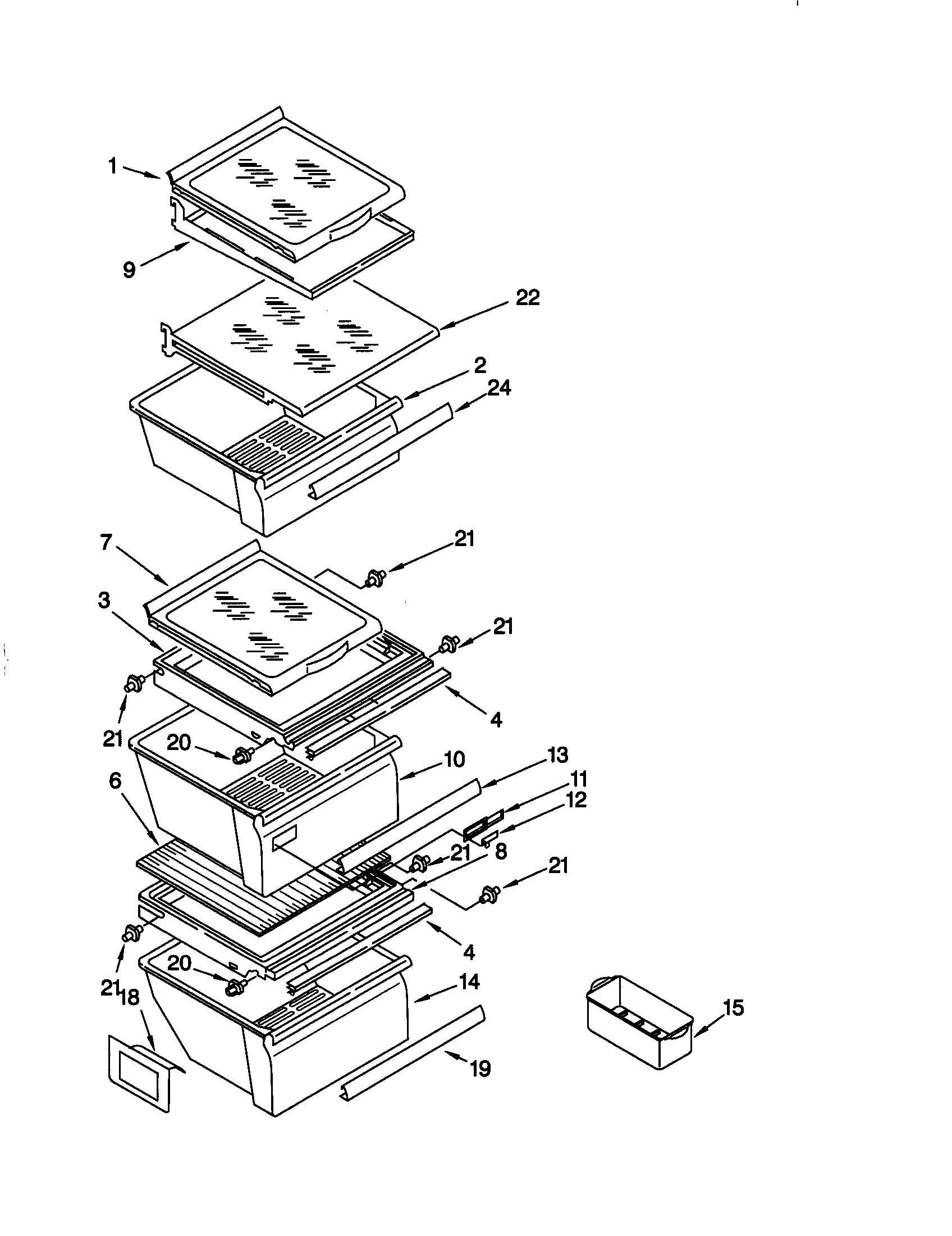 Kenmore 10658599890 refrigerator shelf diagram