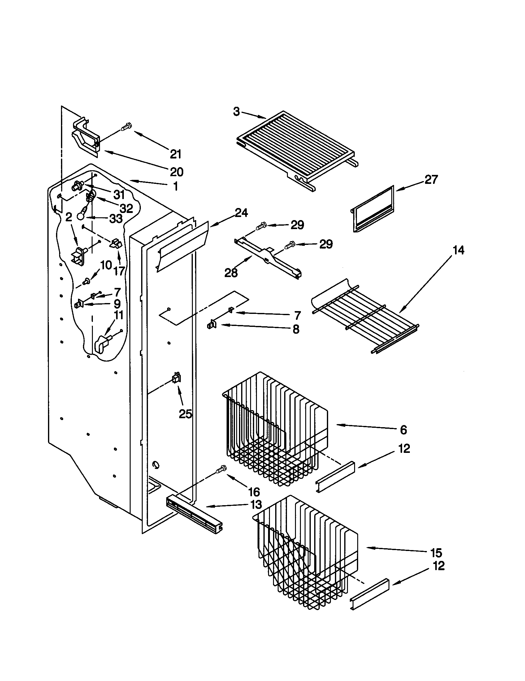 Kenmore 10658599890 freezer liner diagram