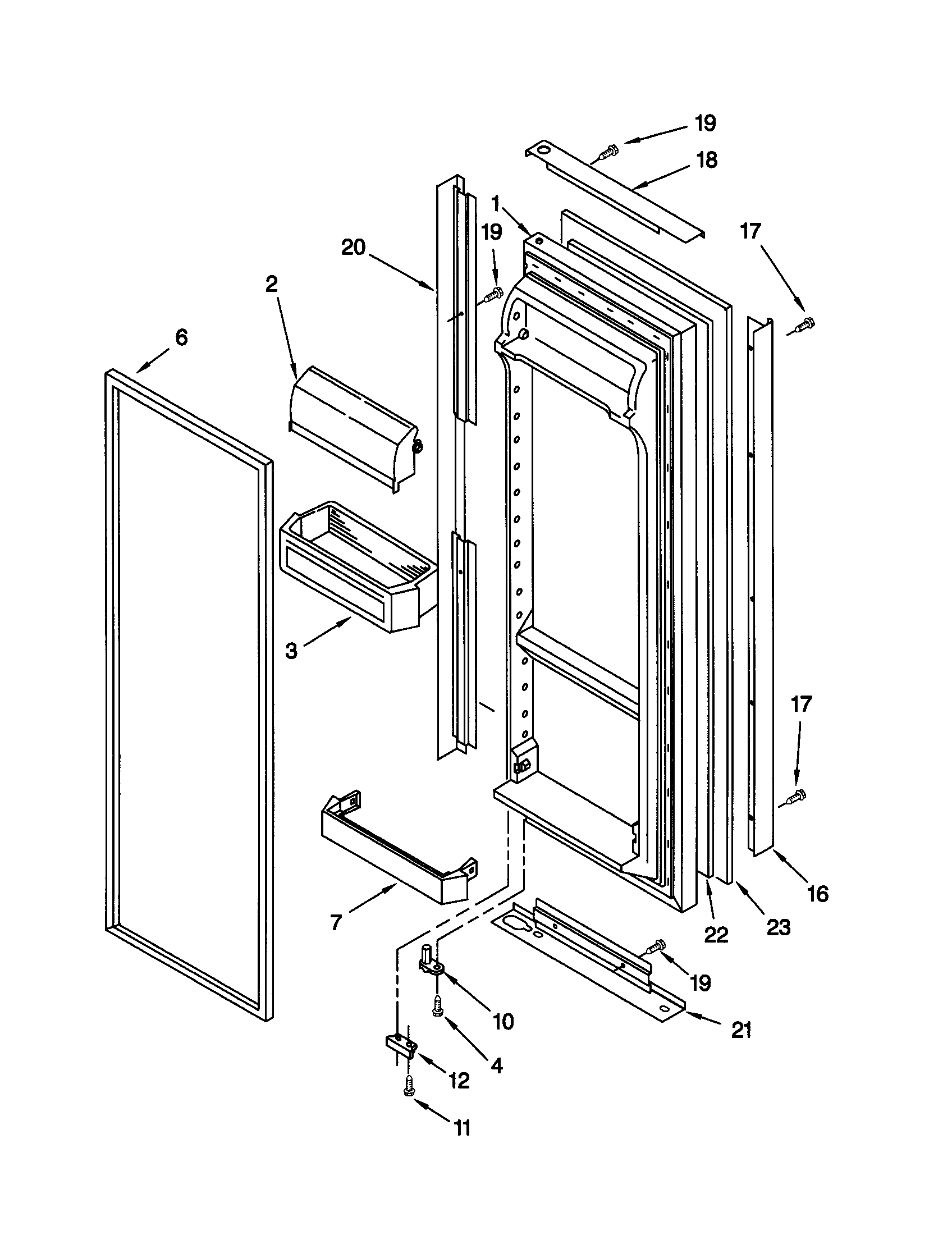 Kenmore 10658599890 refrigerator door diagram
