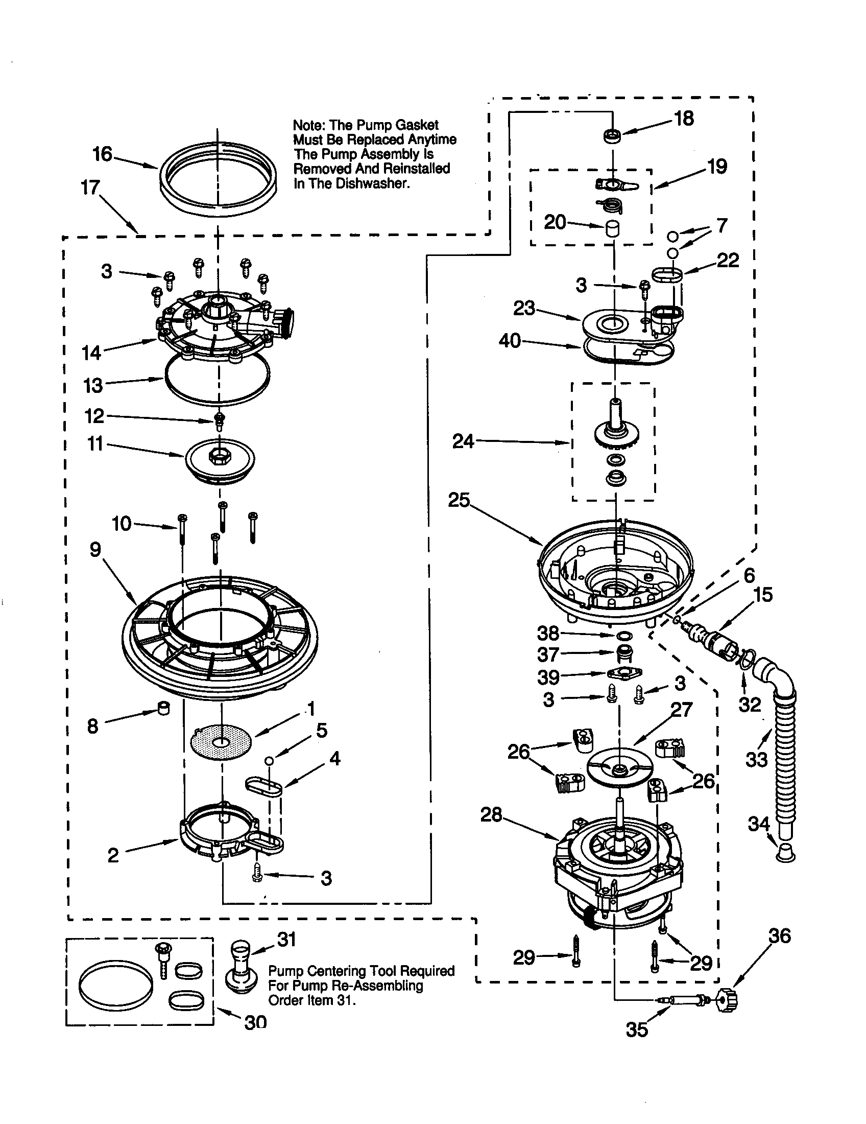 Whirlpool GU980SCGZ0 pump and motor diagram