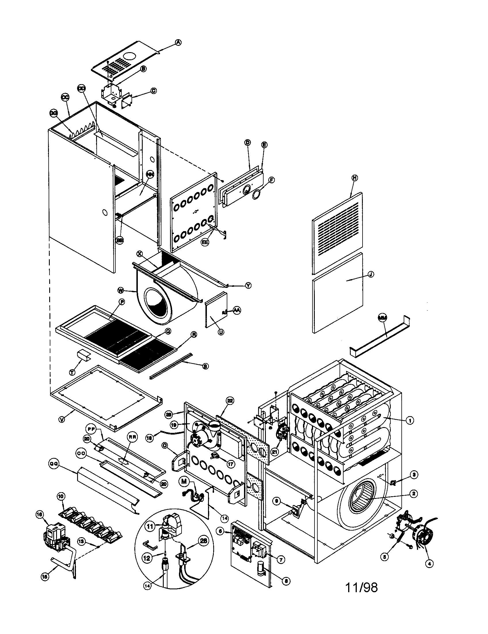 ICP GNE125J20A1 replacement parts diagram