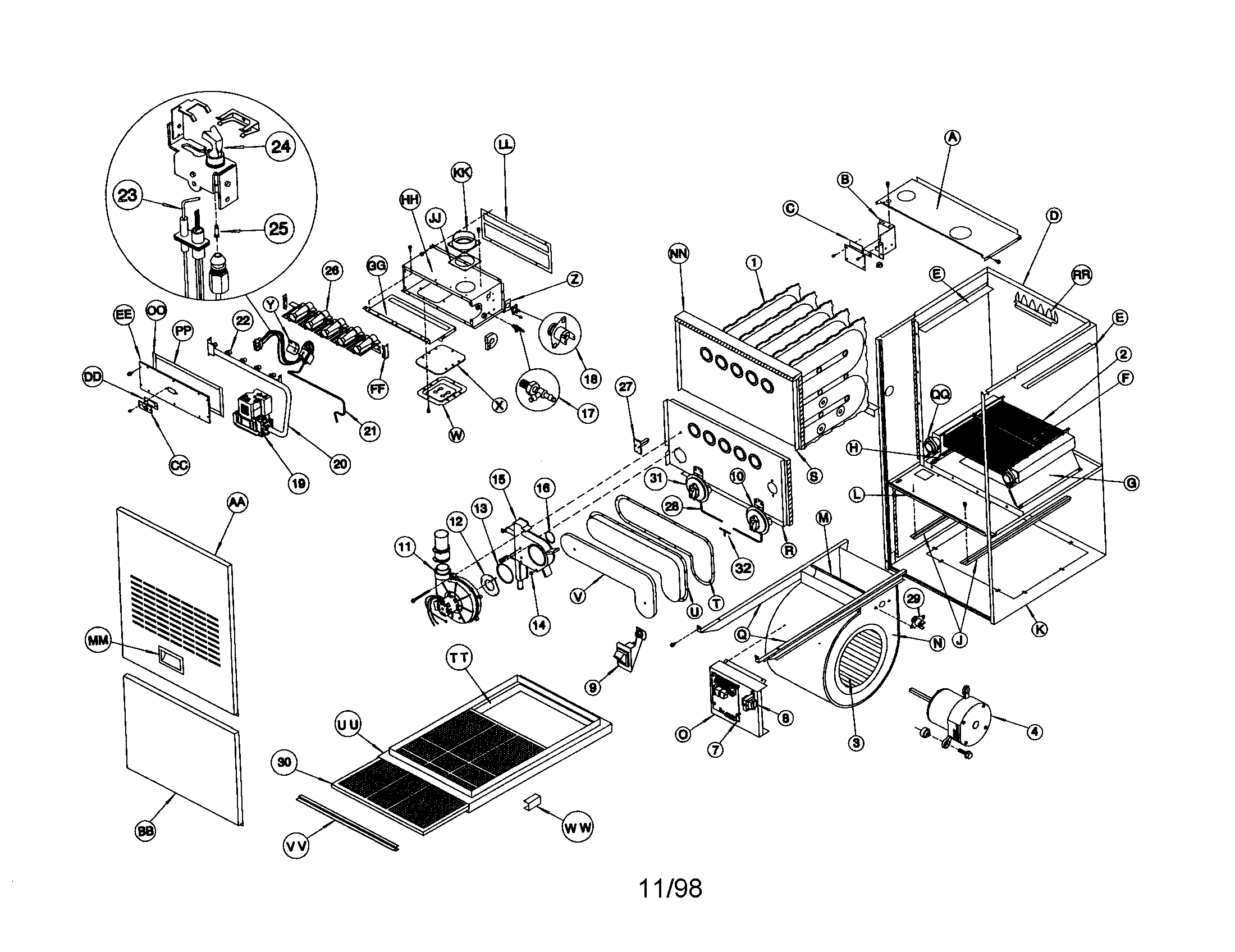 ICP VNK050F12A1 replacement parts diagram