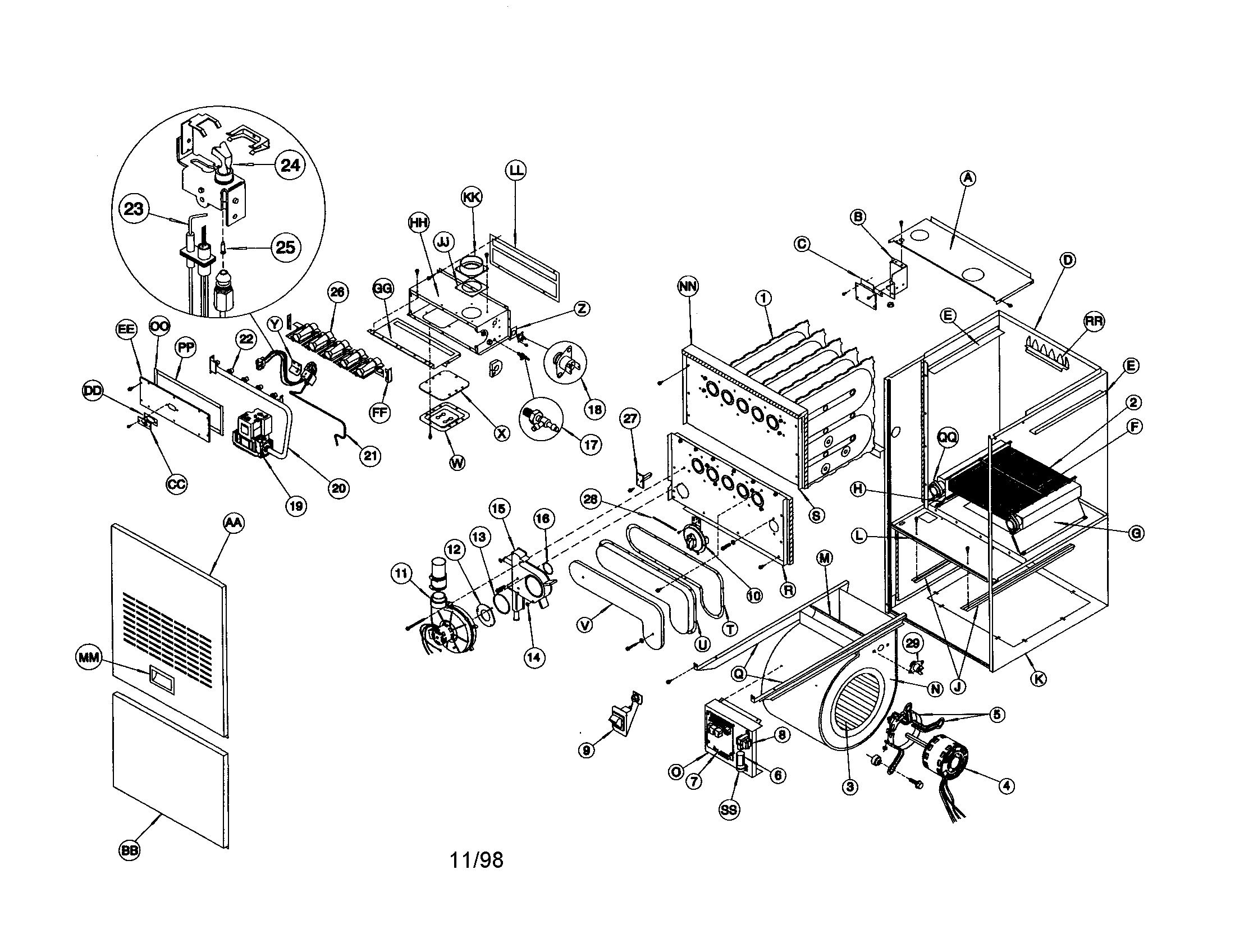 ICP GNK100N16A3 replacement parts diagram