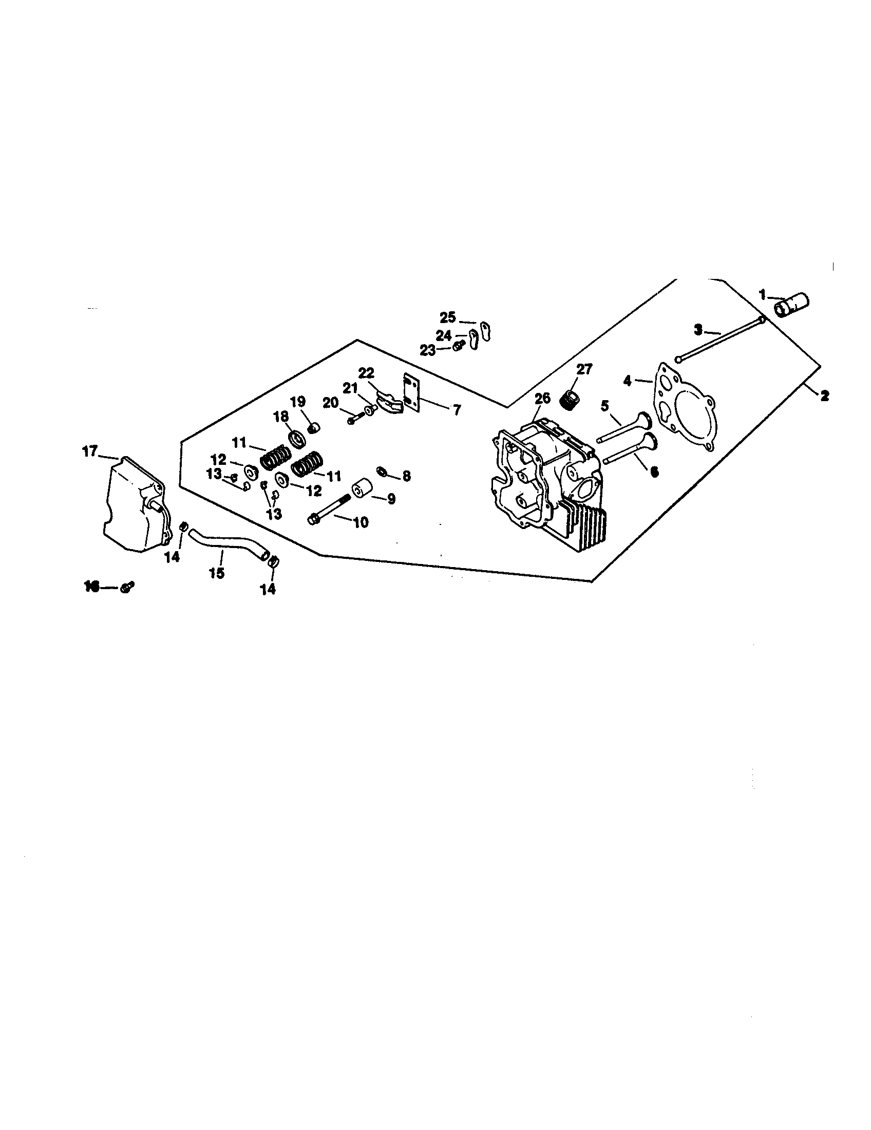 Craftsman 917271023 cylinder head,valve and breather diagram