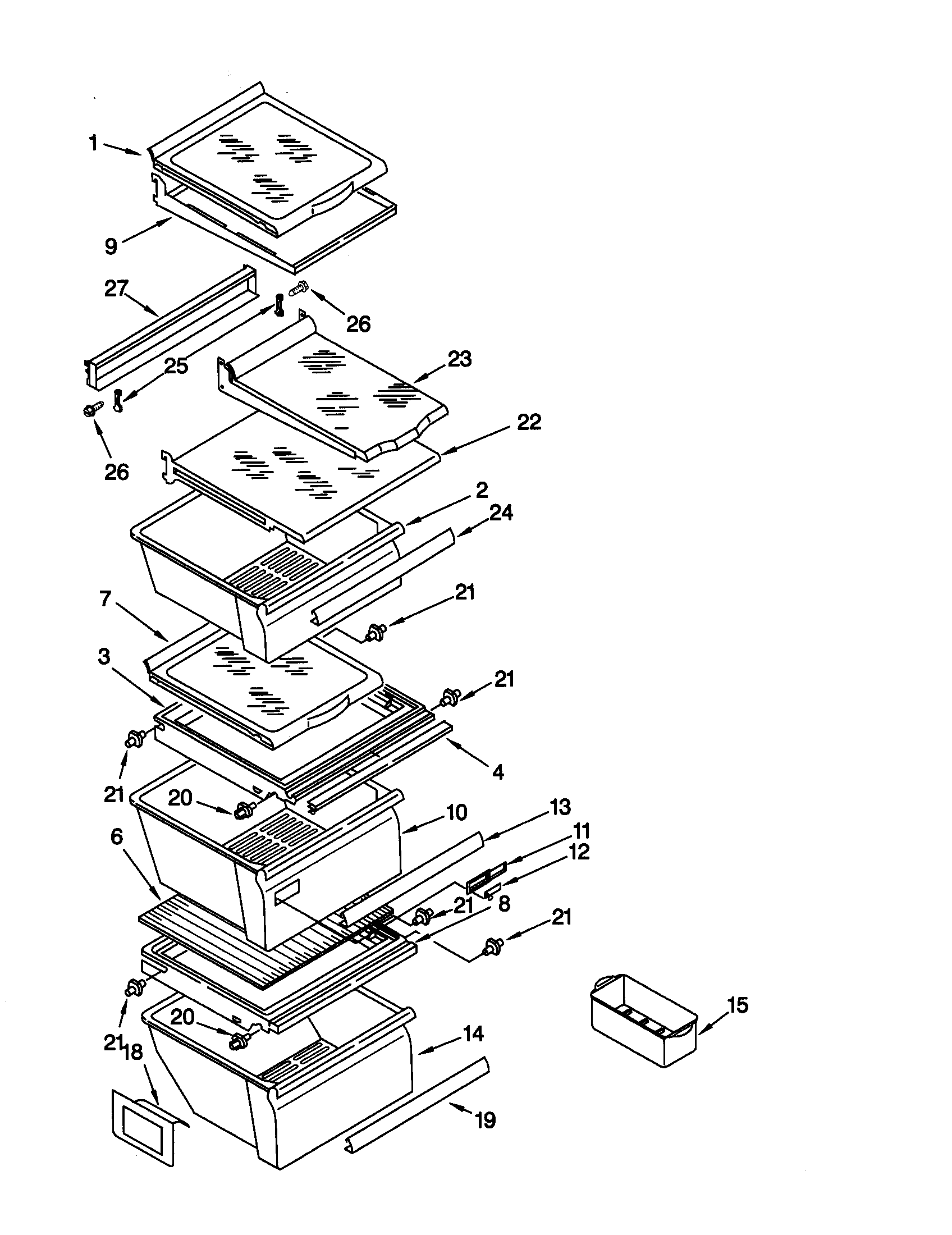 Kenmore 10659547990 refrigerator shelf diagram