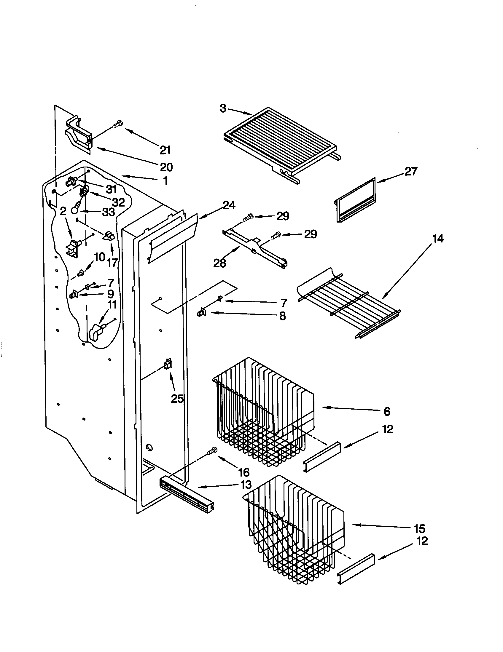 Kenmore 10659547990 freezer liner diagram