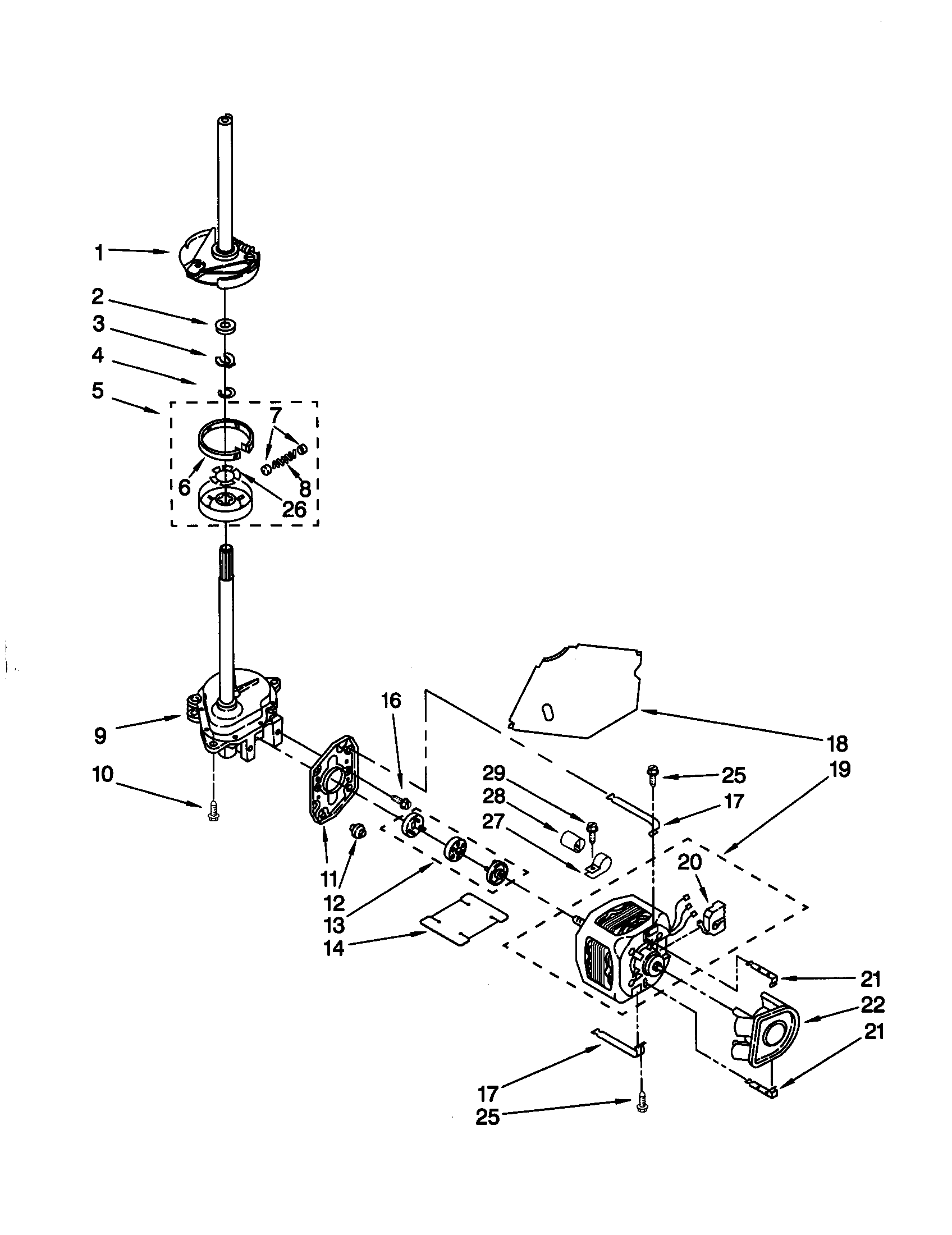 Kenmore 11029884890 brake/clutch/gearcase/motor/pump diagram