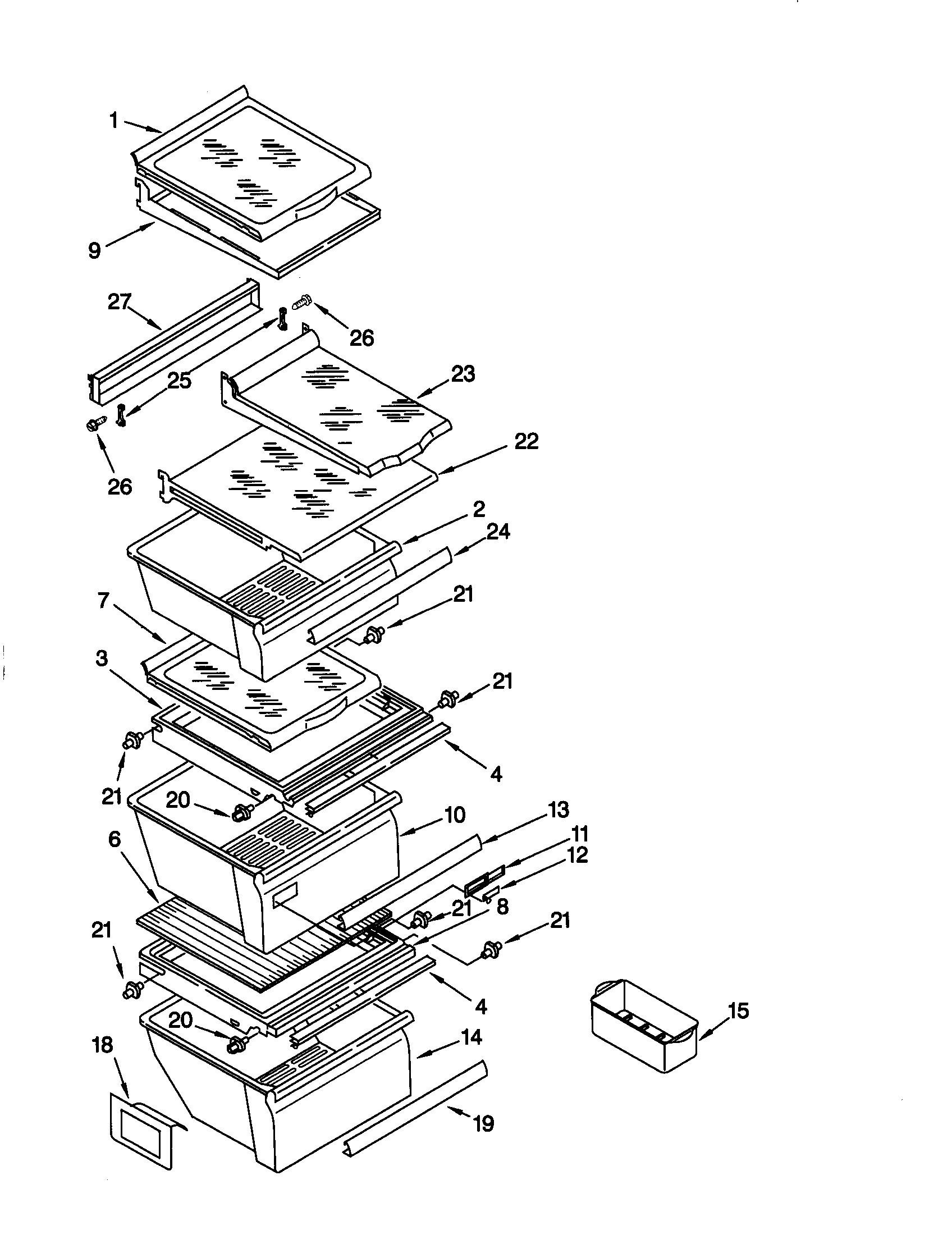 Kenmore 10659245990 refrigerator shelf diagram