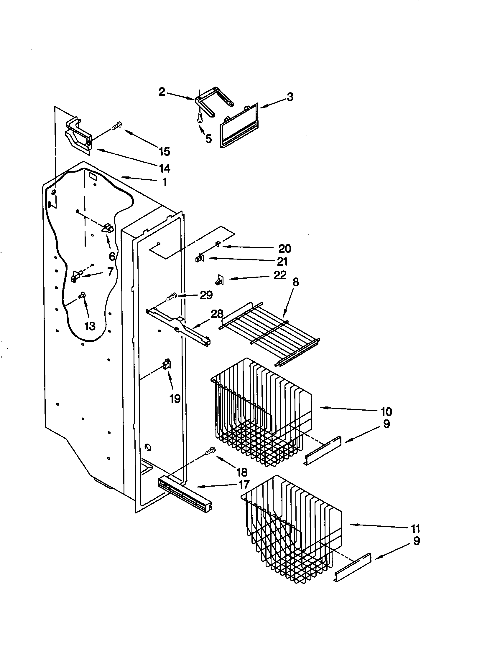 Kenmore 10659245990 freezer liner diagram