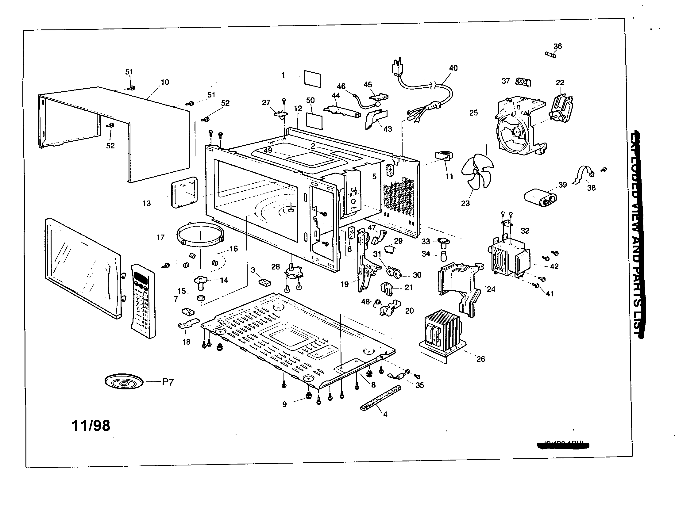 Panasonic NNS668BAS outer cabinet/control panel diagram