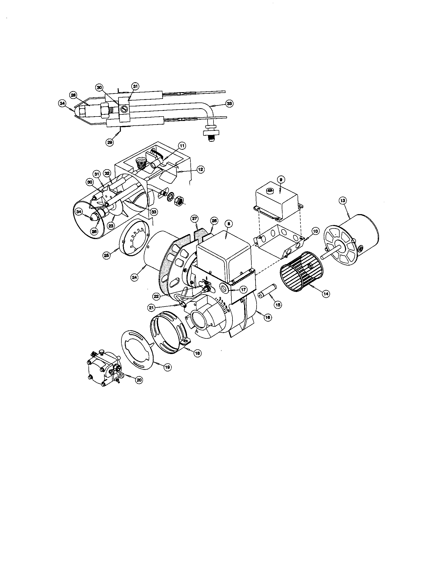 ICP OLM115B17B burner assembly diagram