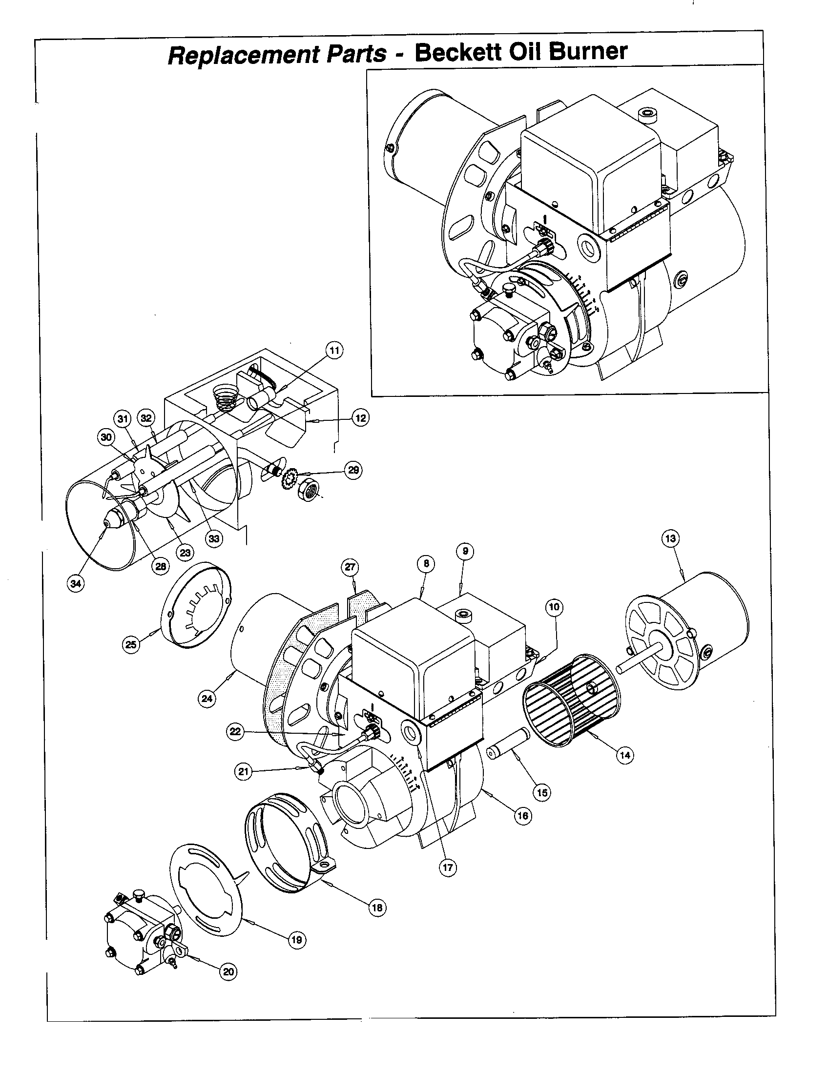 ICP OML075B10B1 replacement parts-beckett oil burner diagram