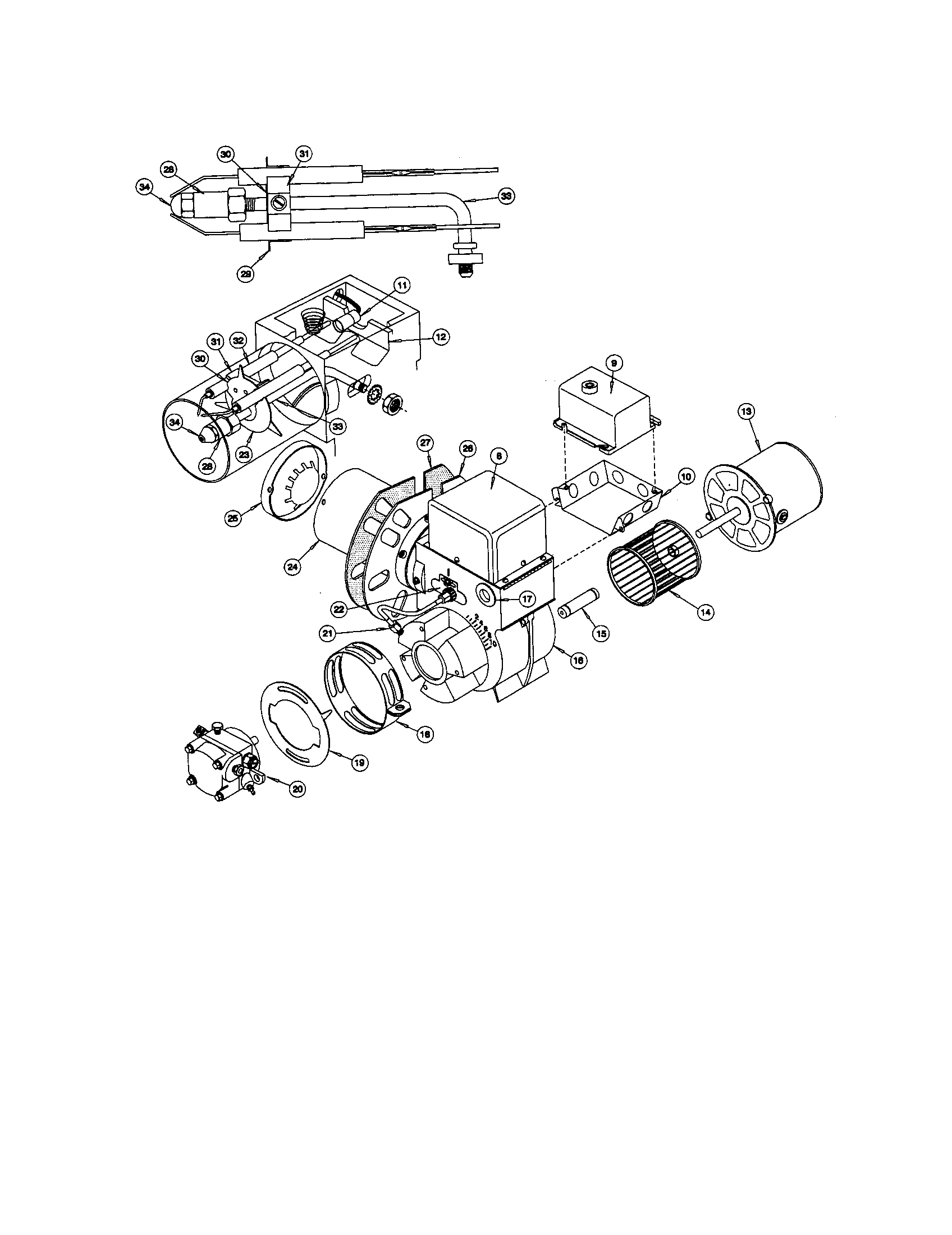 ICP OLL125B20B burner assembly diagram