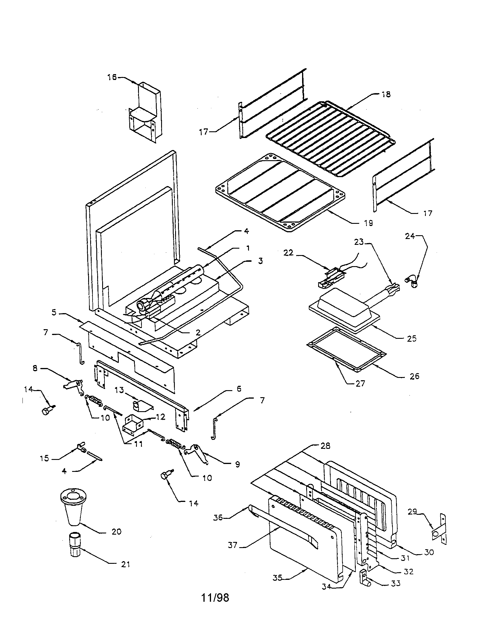 Garland RCS-48 oven functional components diagram