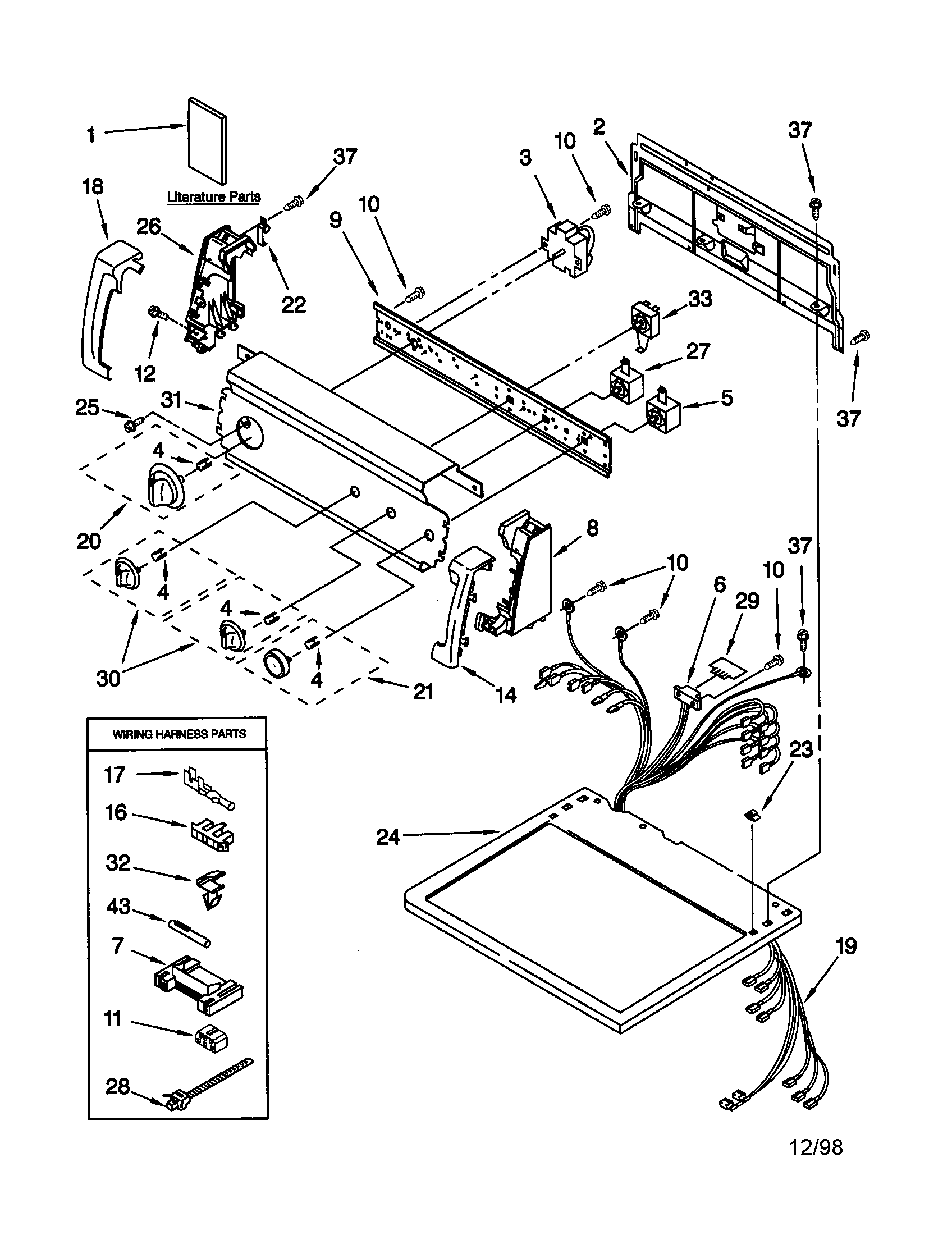 Kenmore 11067904791 top and console diagram