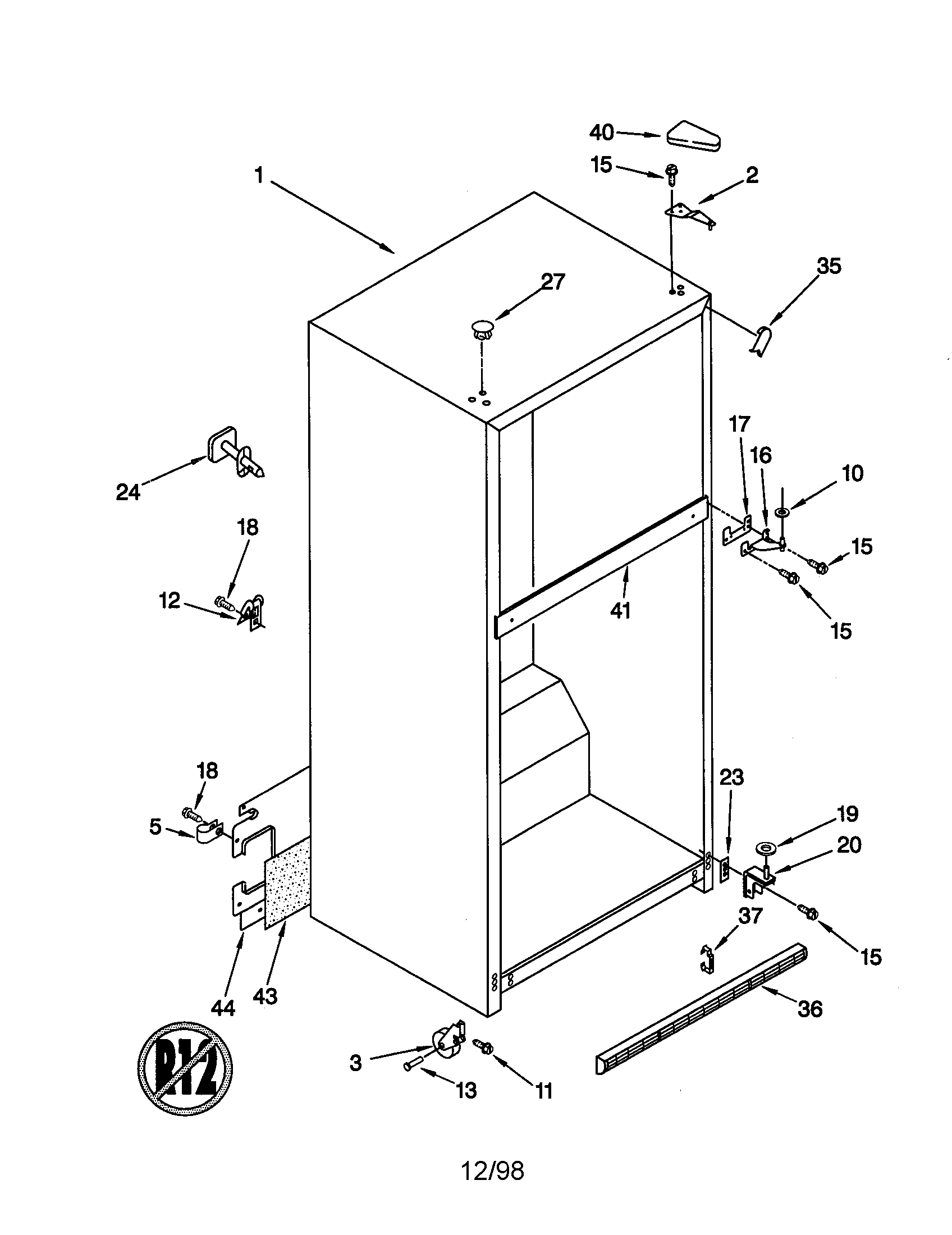 KitchenAid KTRS22MGWH01 cabinet diagram