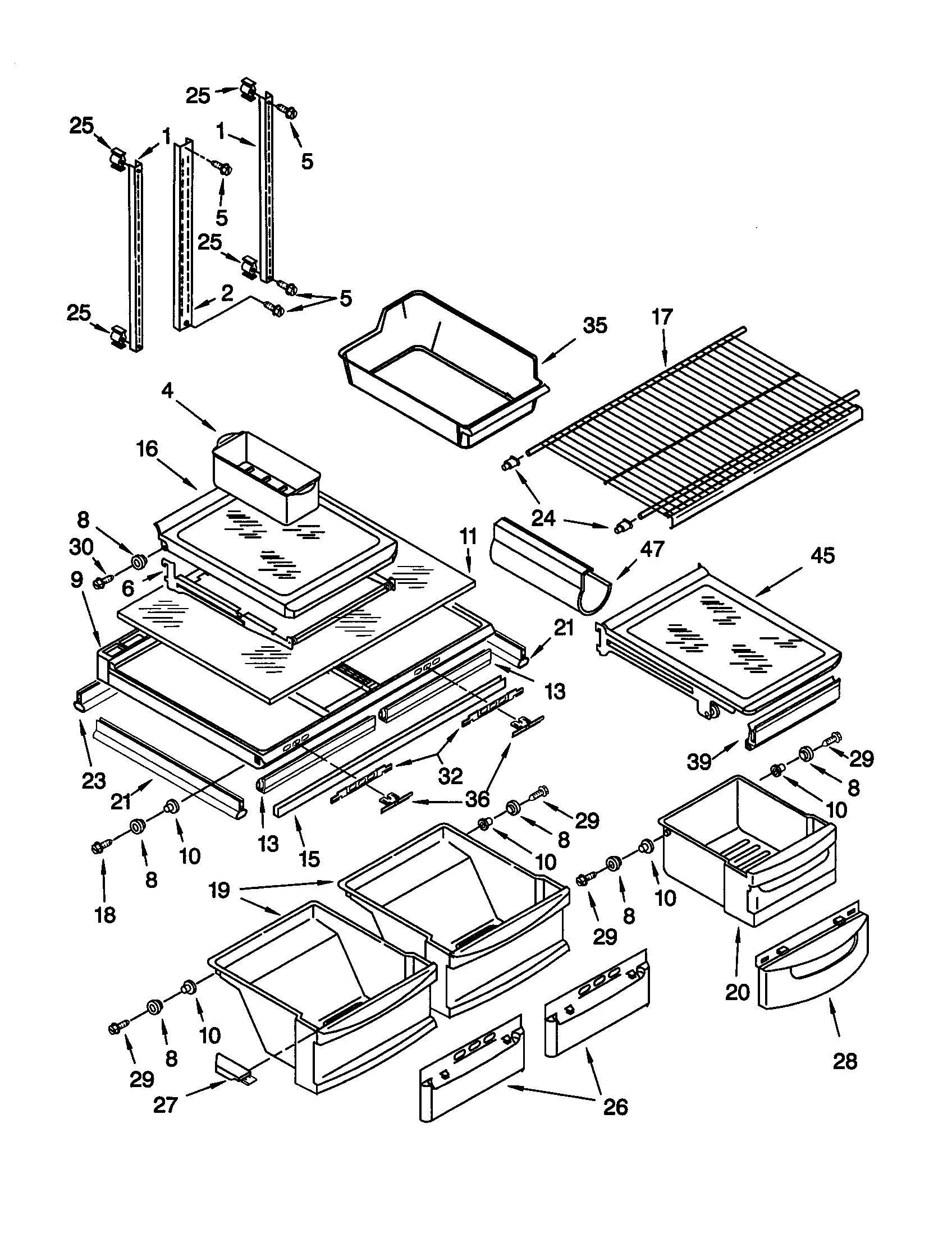 KitchenAid KTRS22MGWH01 shelf diagram