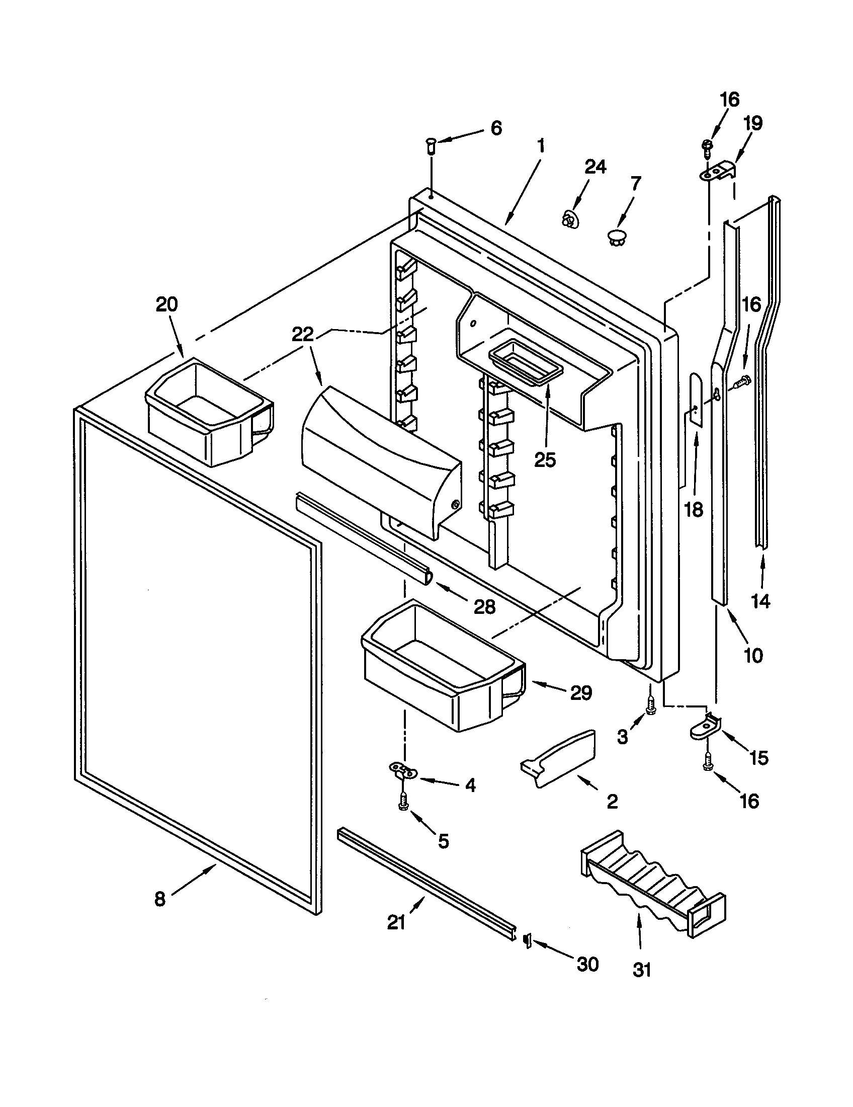 KitchenAid KTRS22MGWH01 refrigerator door diagram
