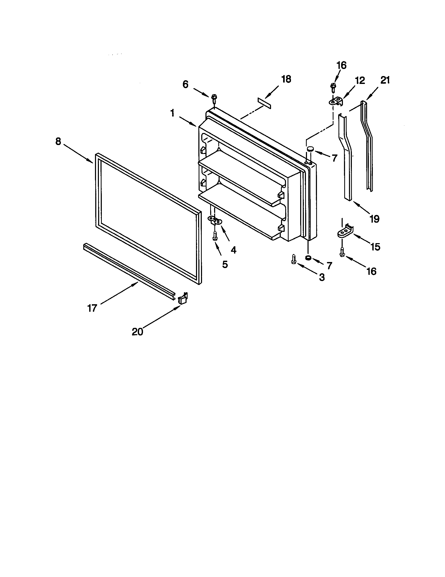 KitchenAid KTRS22MGWH01 freezer door diagram
