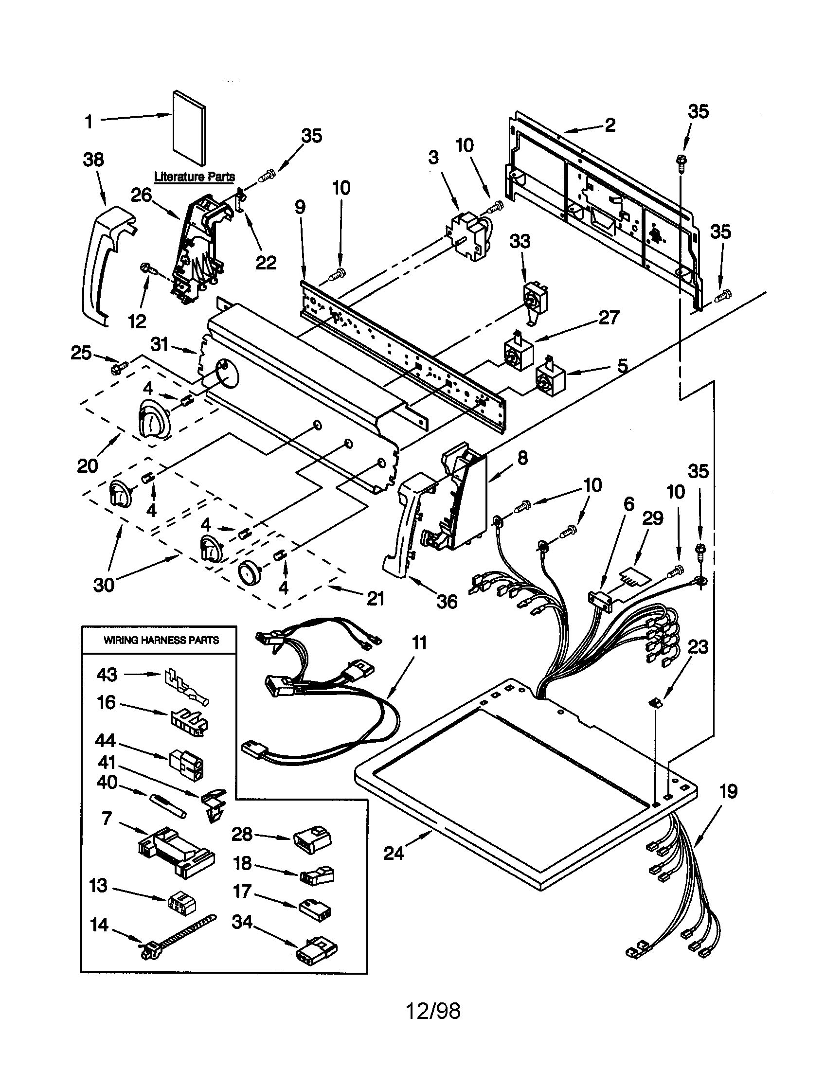 Kenmore 11077902792 top and console diagram