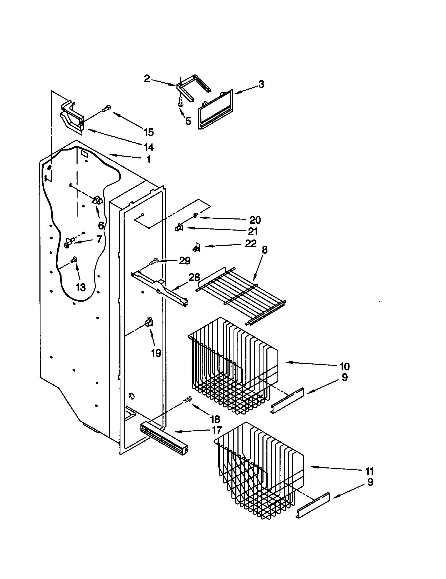 Kenmore 10658287891 freezer liner diagram