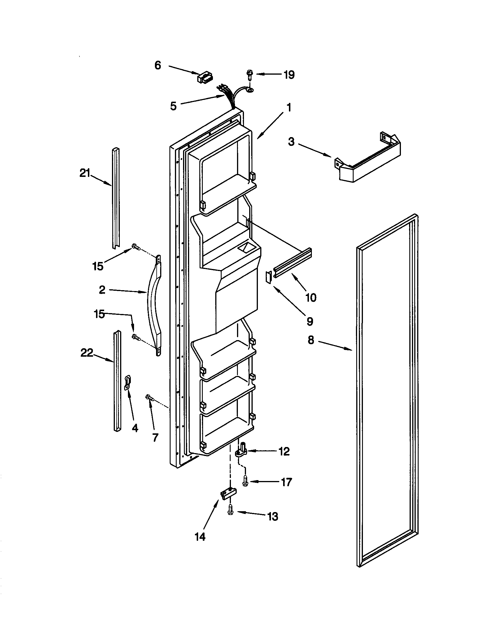 Kenmore 10658287891 freezer door diagram