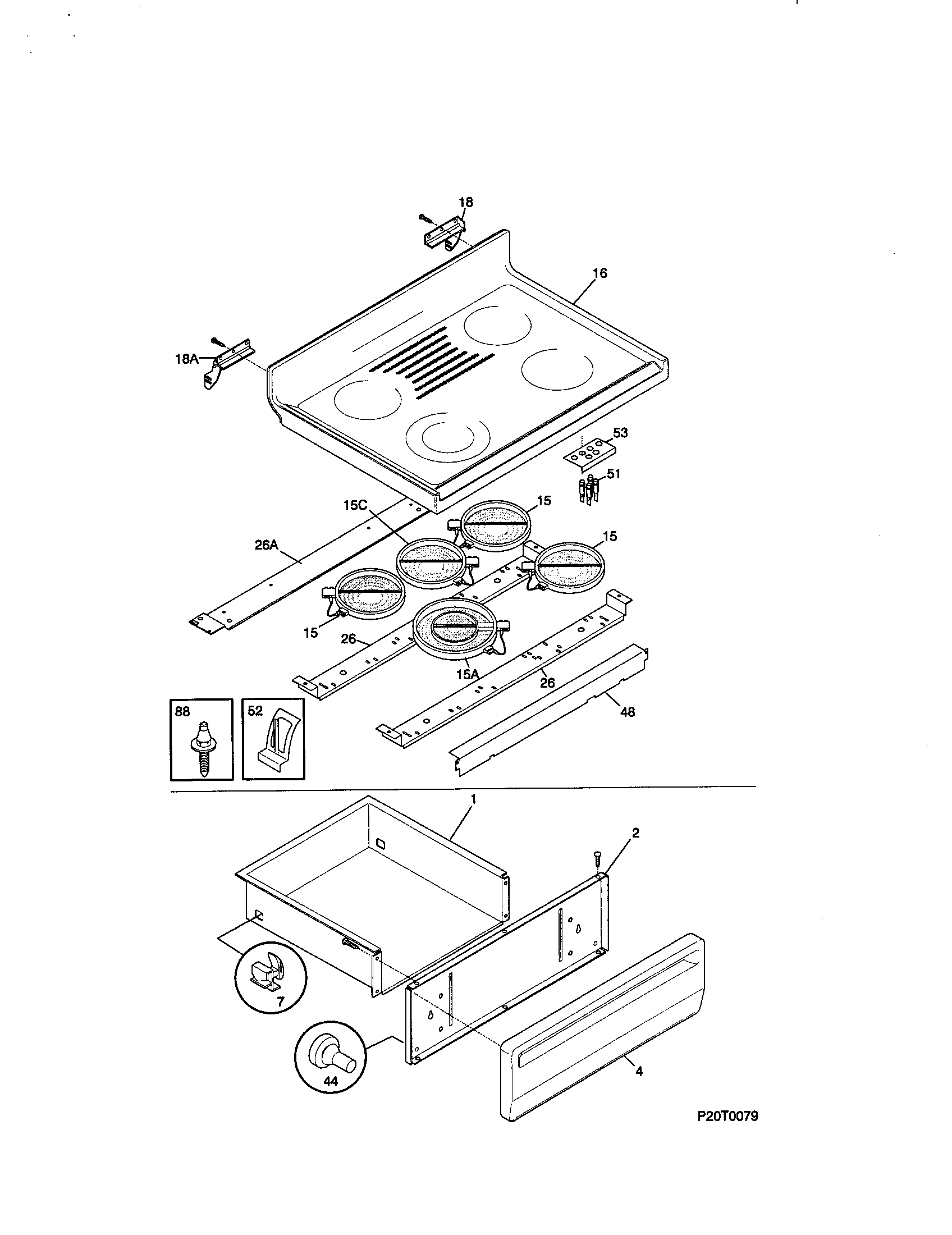 Kenmore 79095731891 top/drawer diagram