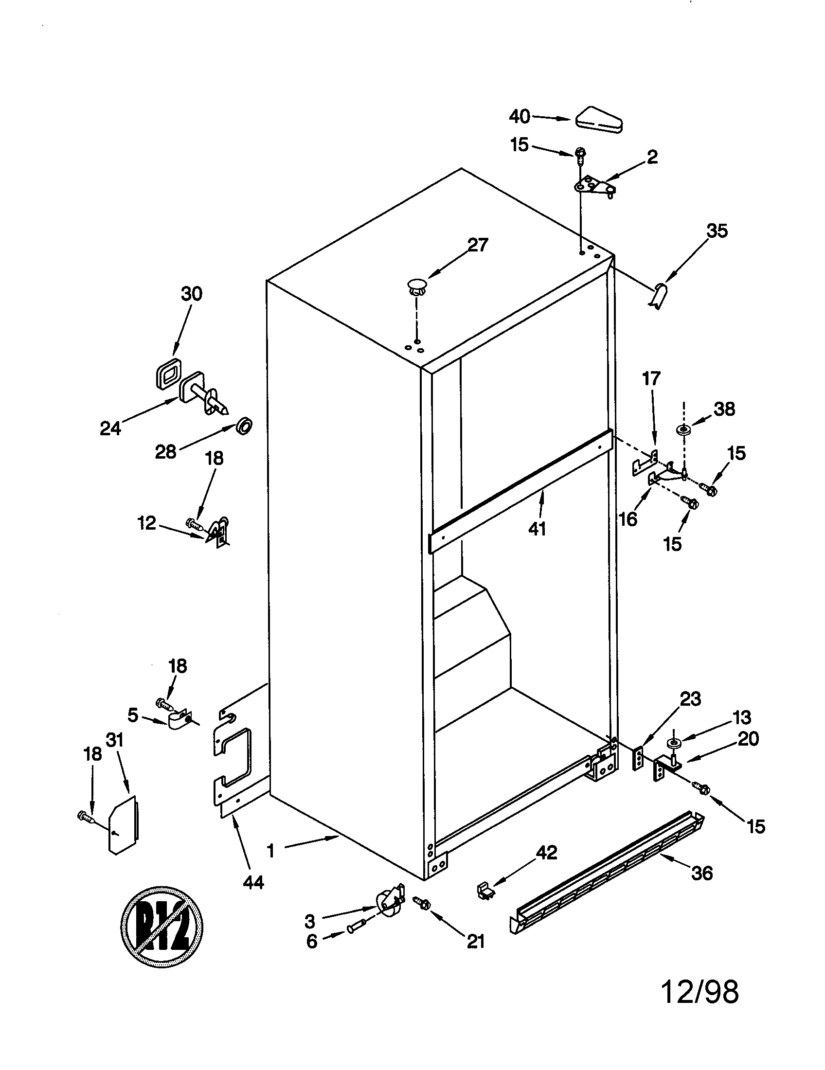 Whirlpool ET19RKXGN00 cabinet diagram