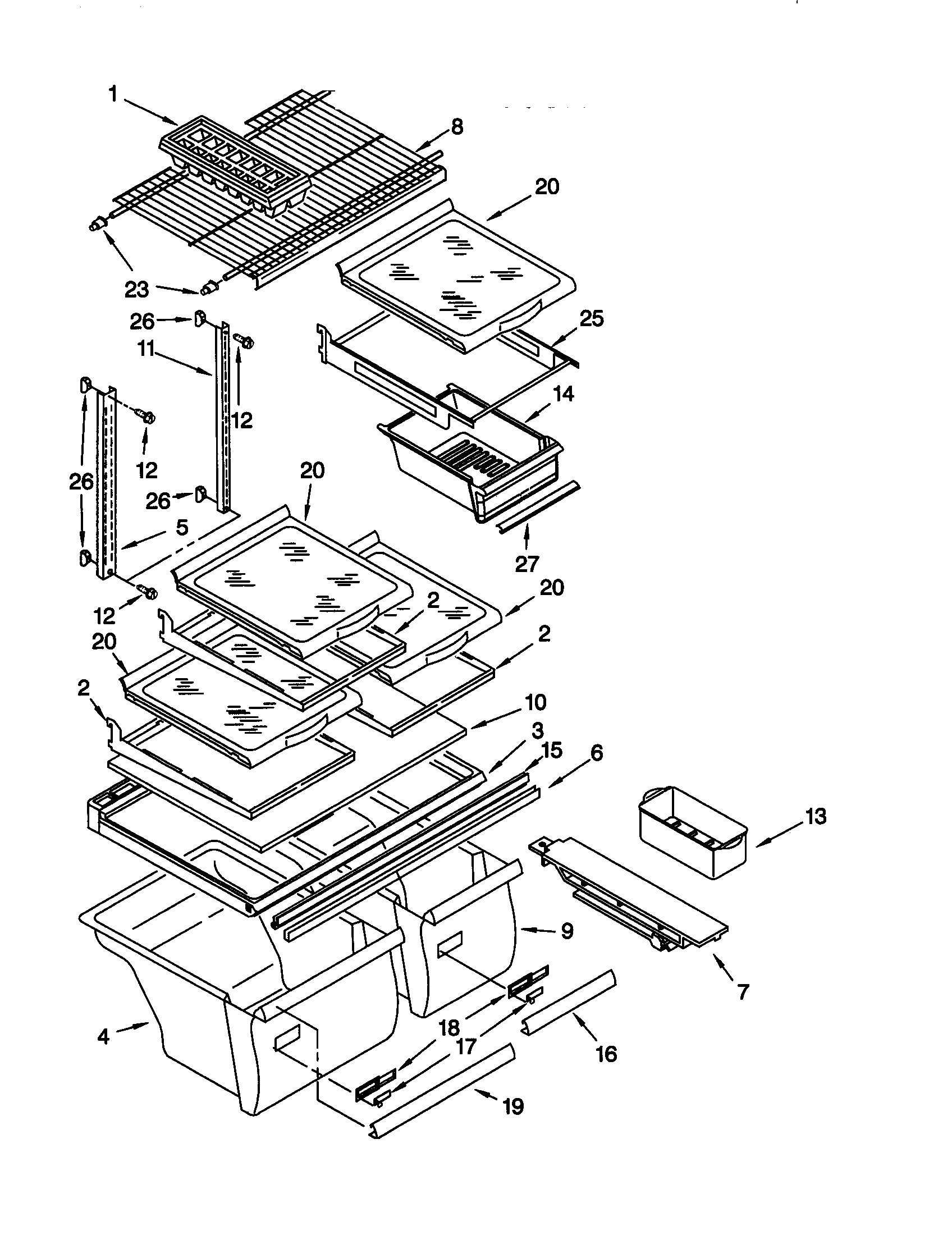 Whirlpool ET19RKXGN00 shelf diagram