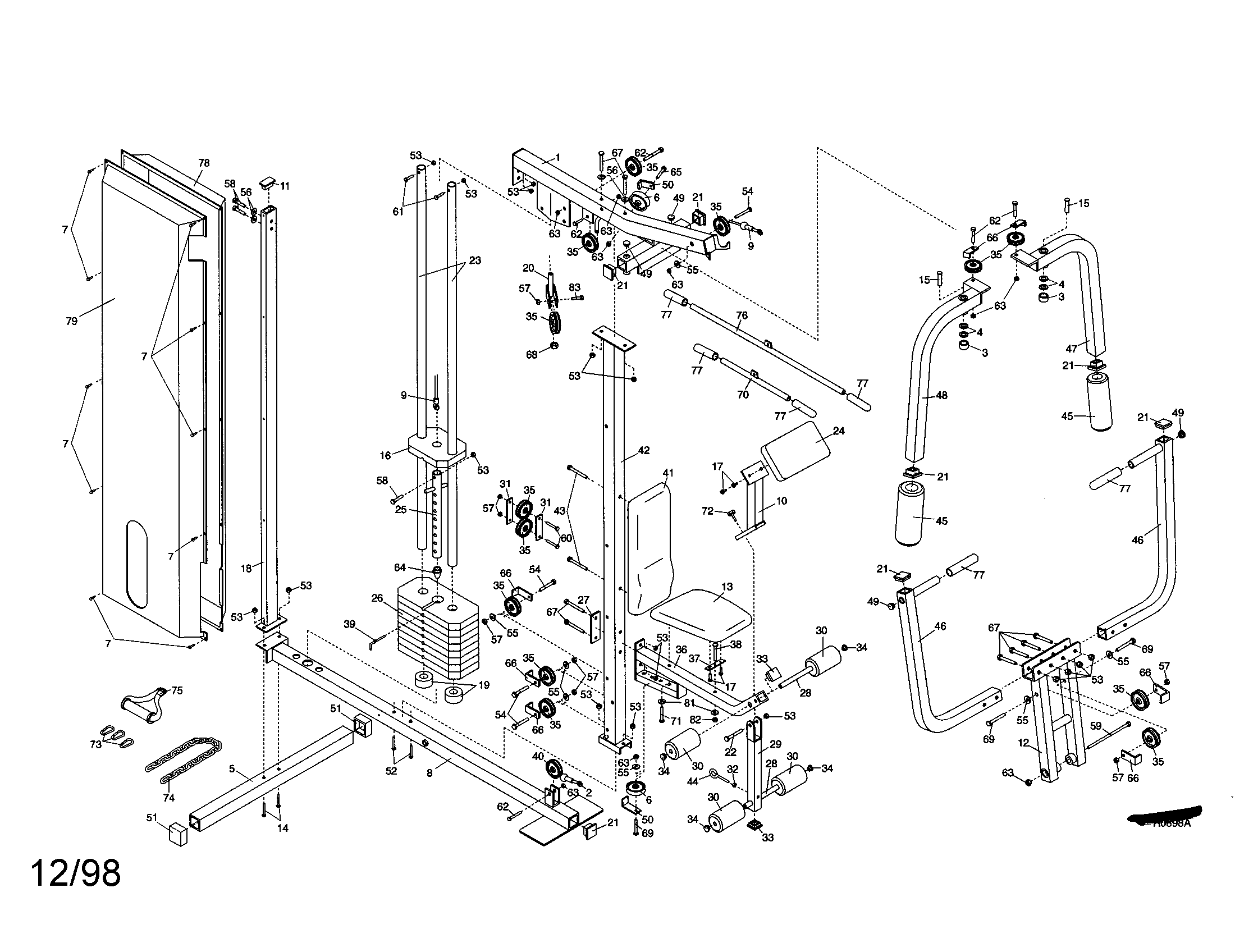 Weider WESY81080 replacement parts diagram