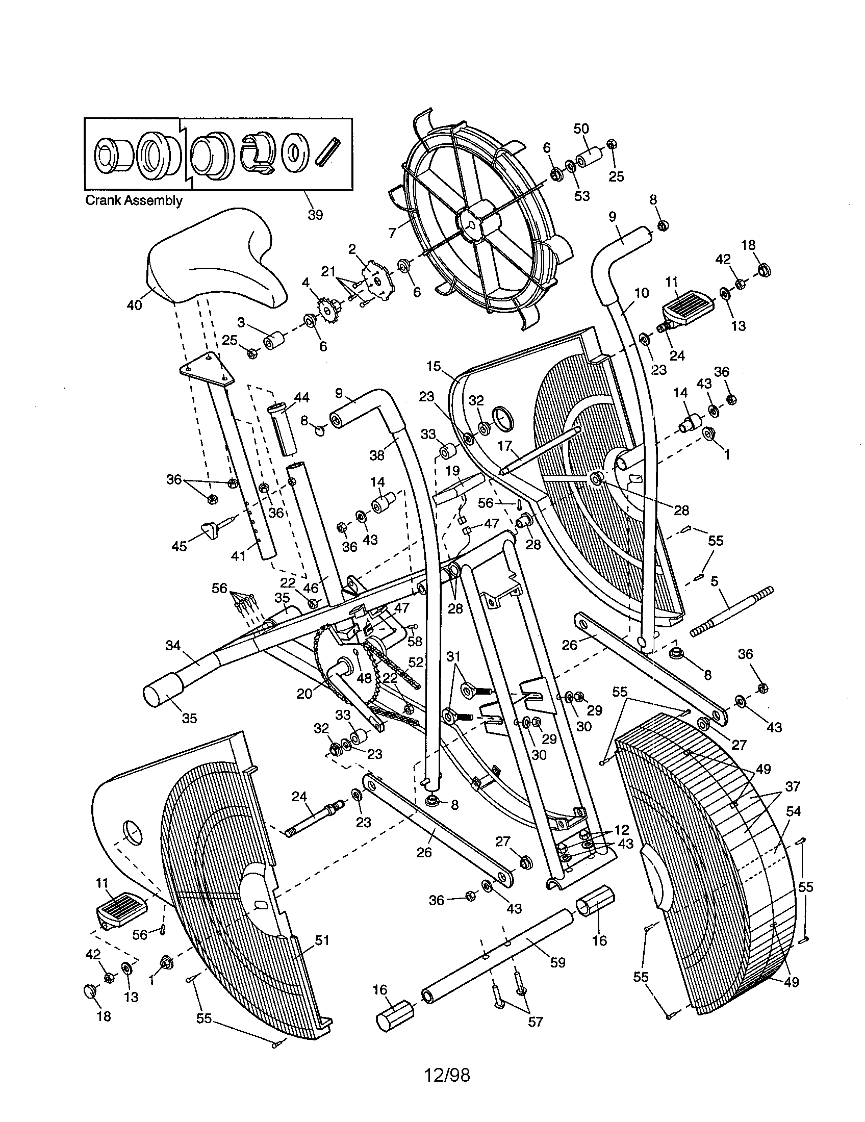 Weslo WLEX22080 unit parts diagram