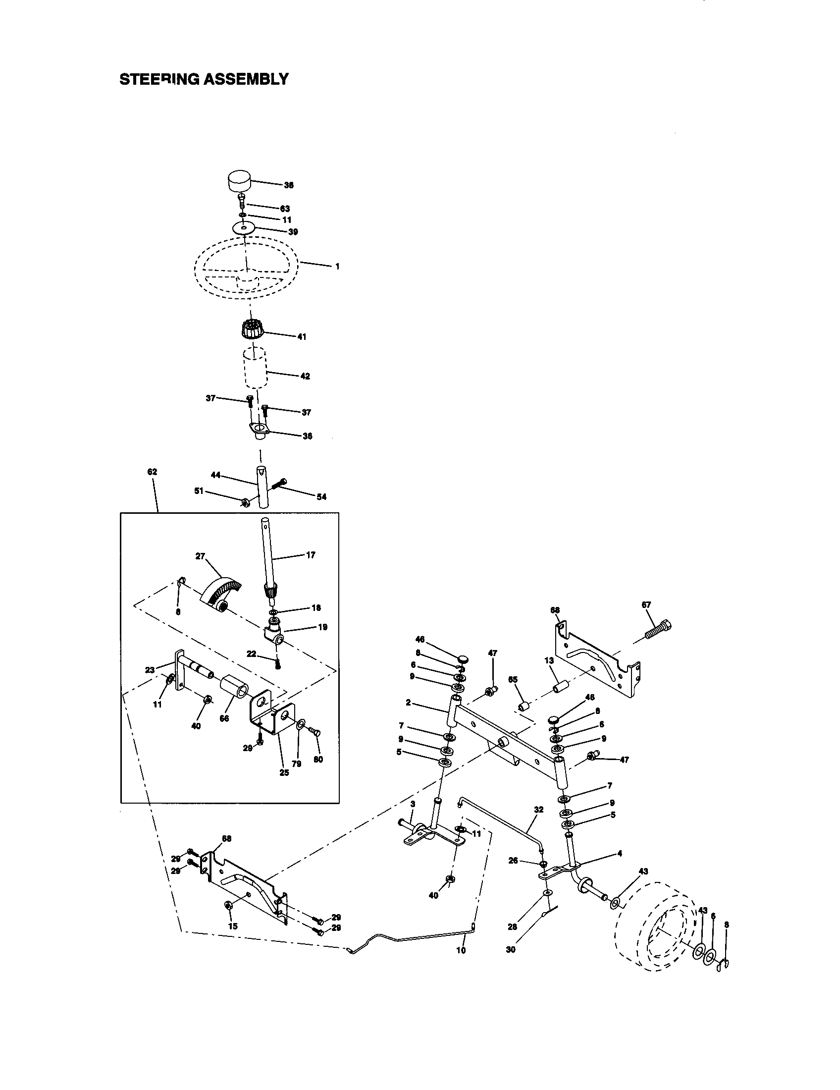 Craftsman 917271042 steering assembly diagram
