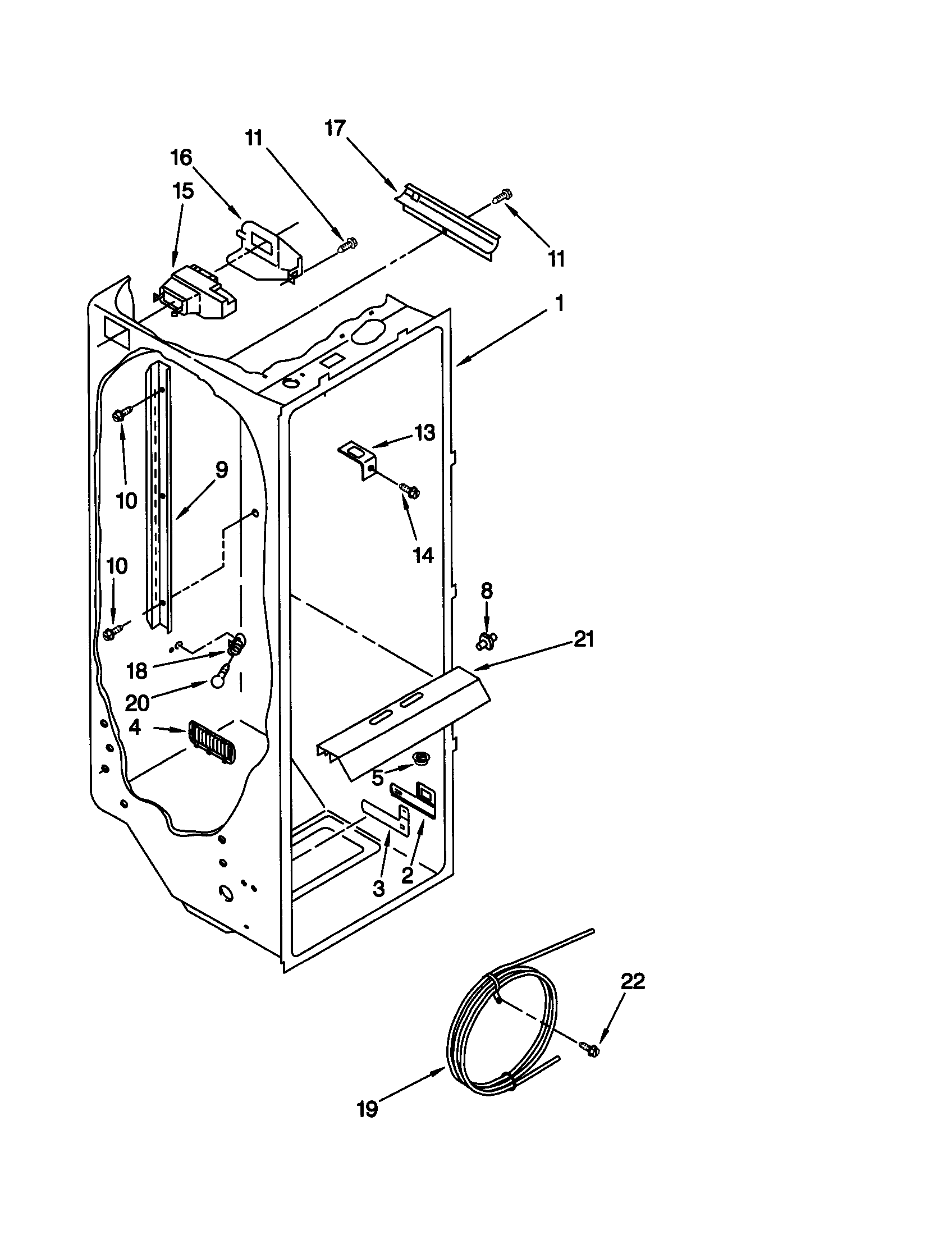 Kenmore 10658585891 refrigerator liner diagram