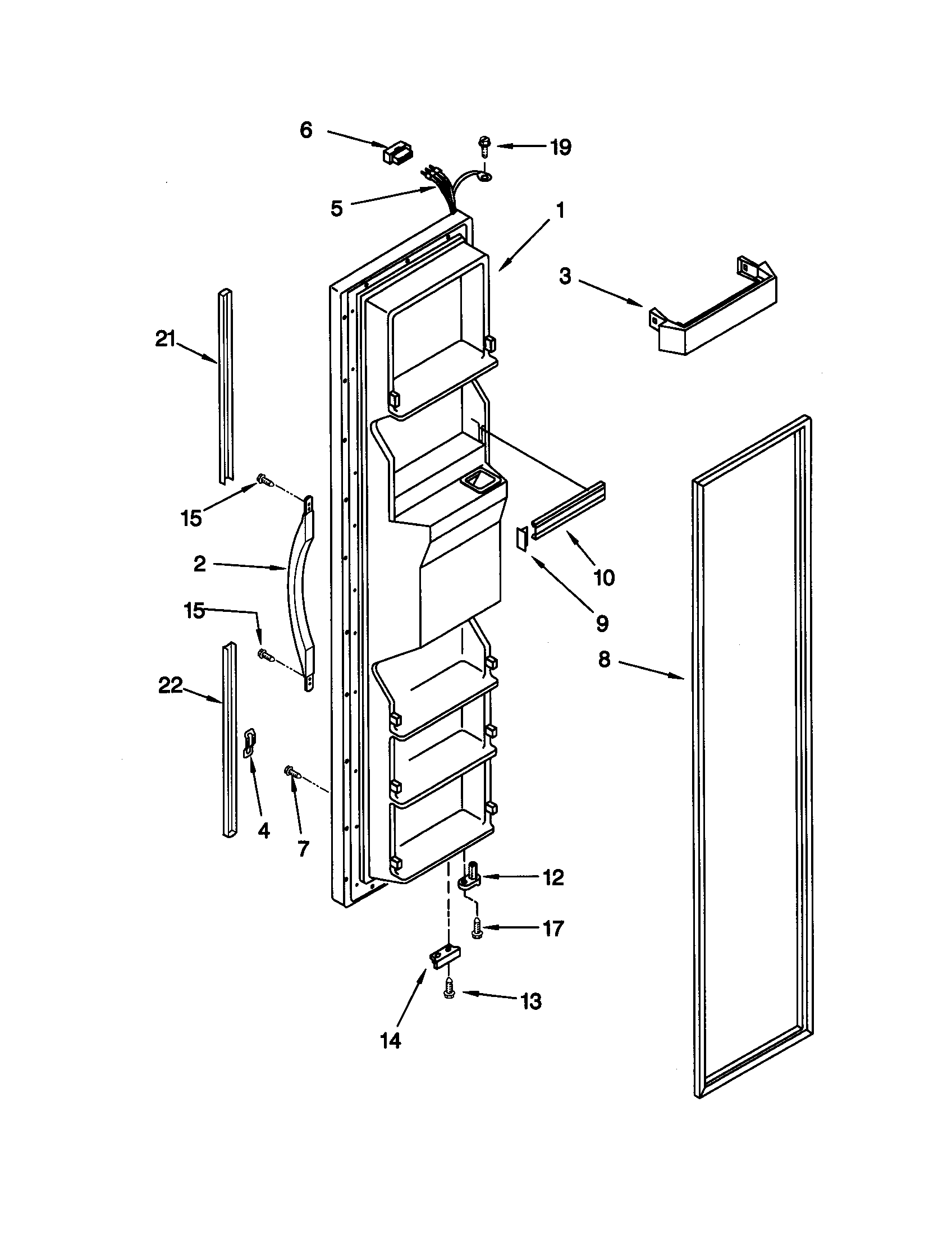 Kenmore 10658585891 freezer door diagram