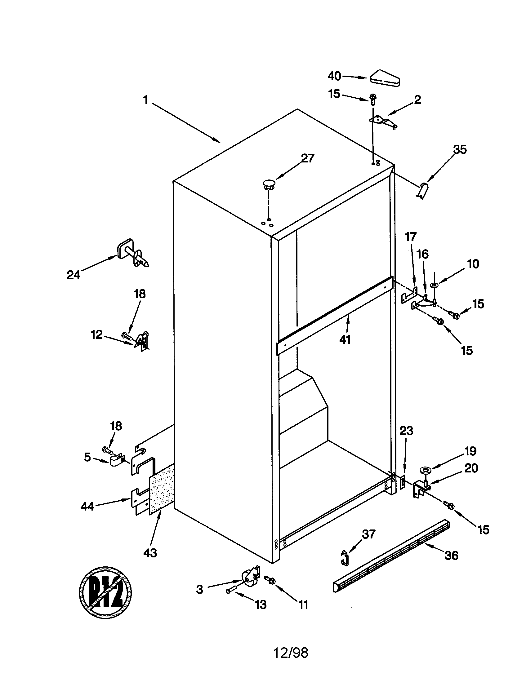 KitchenAid KTRV20MGBL01 cabinet diagram
