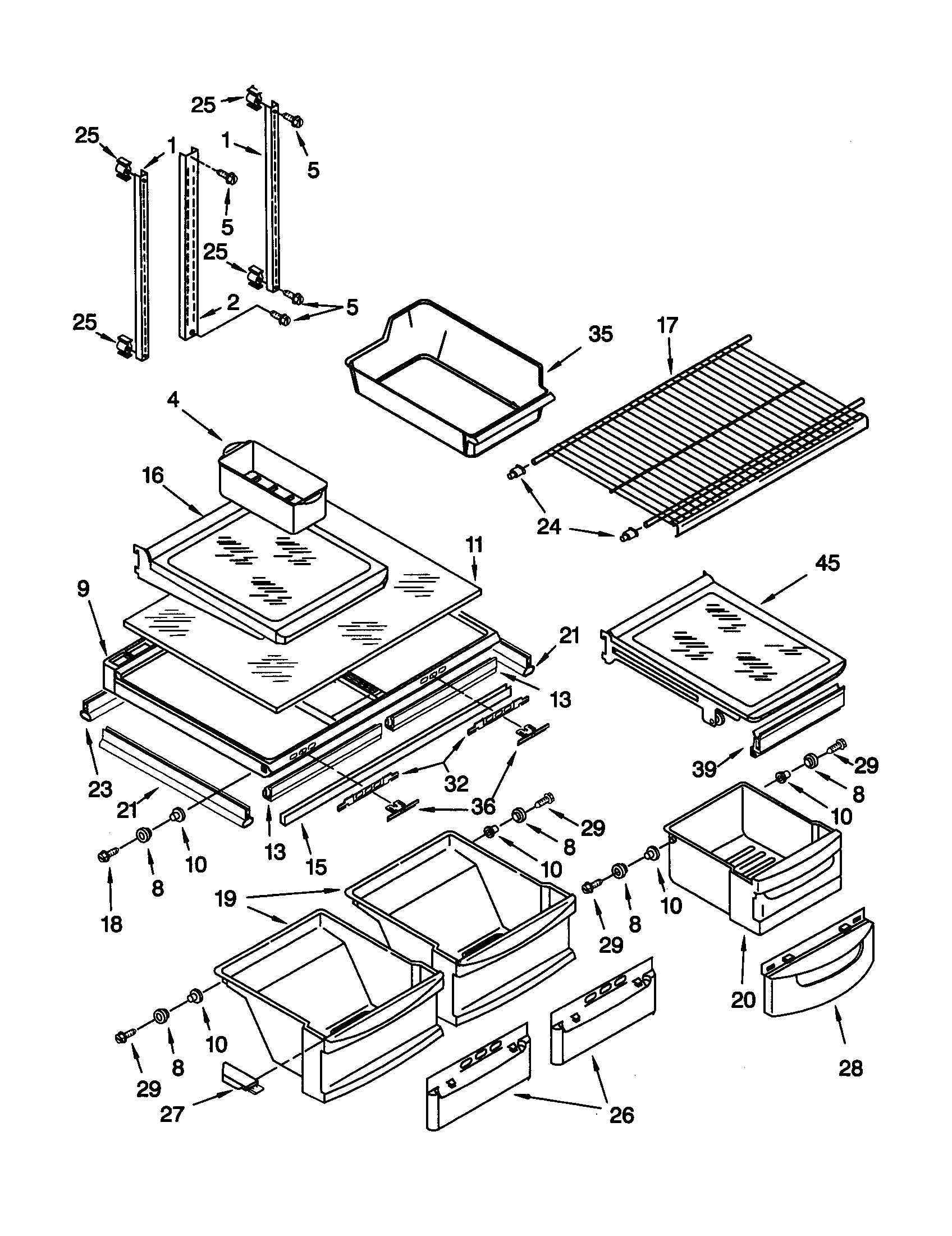 KitchenAid KTRV20MGBL01 shelf diagram
