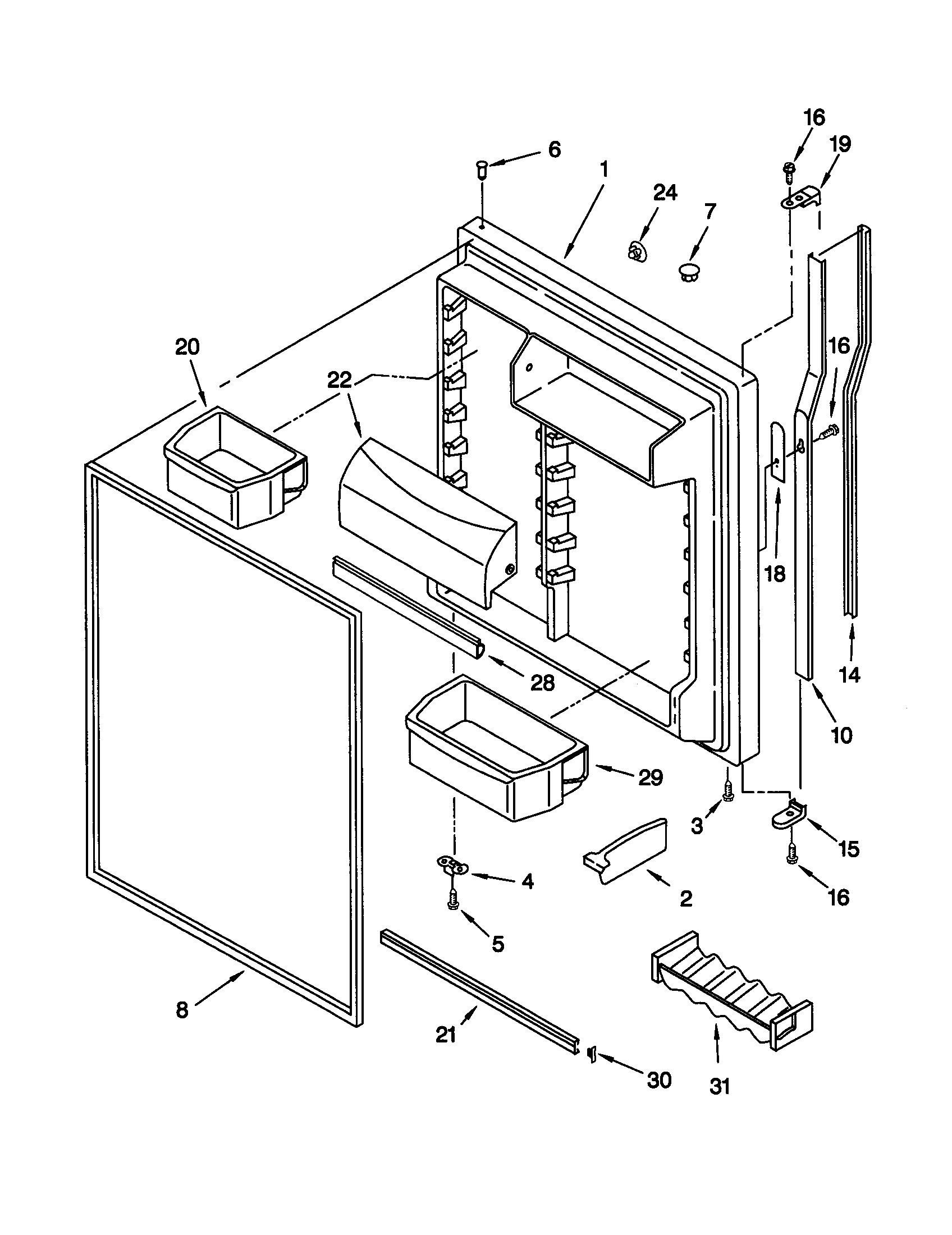 KitchenAid KTRV20MGBL01 refrigerator door diagram