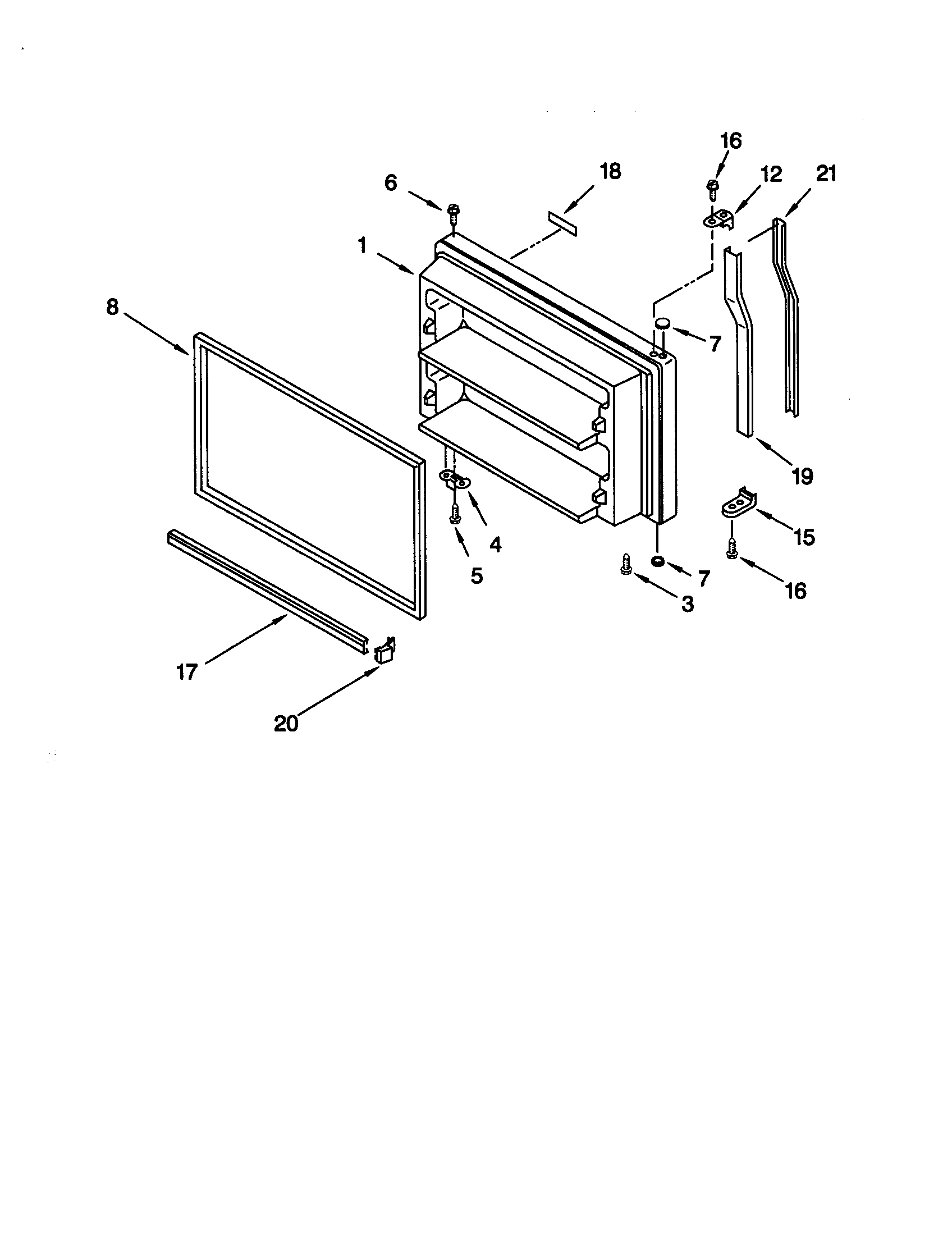 KitchenAid KTRV20MGBL01 freezer door diagram