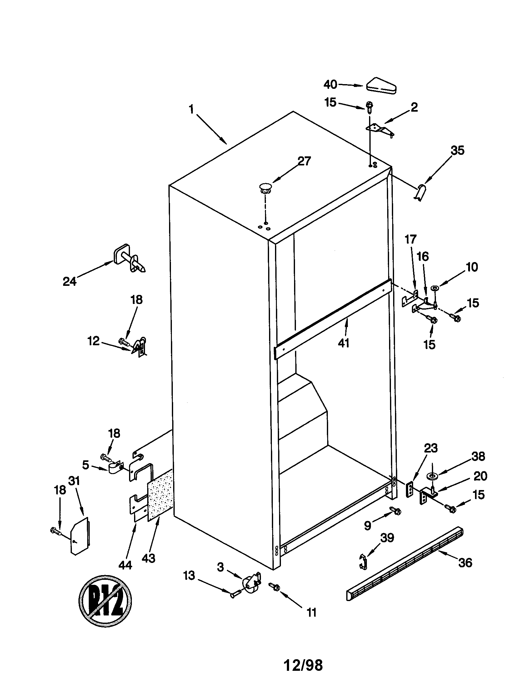 KitchenAid KTRP22KGWH01 cabinet diagram