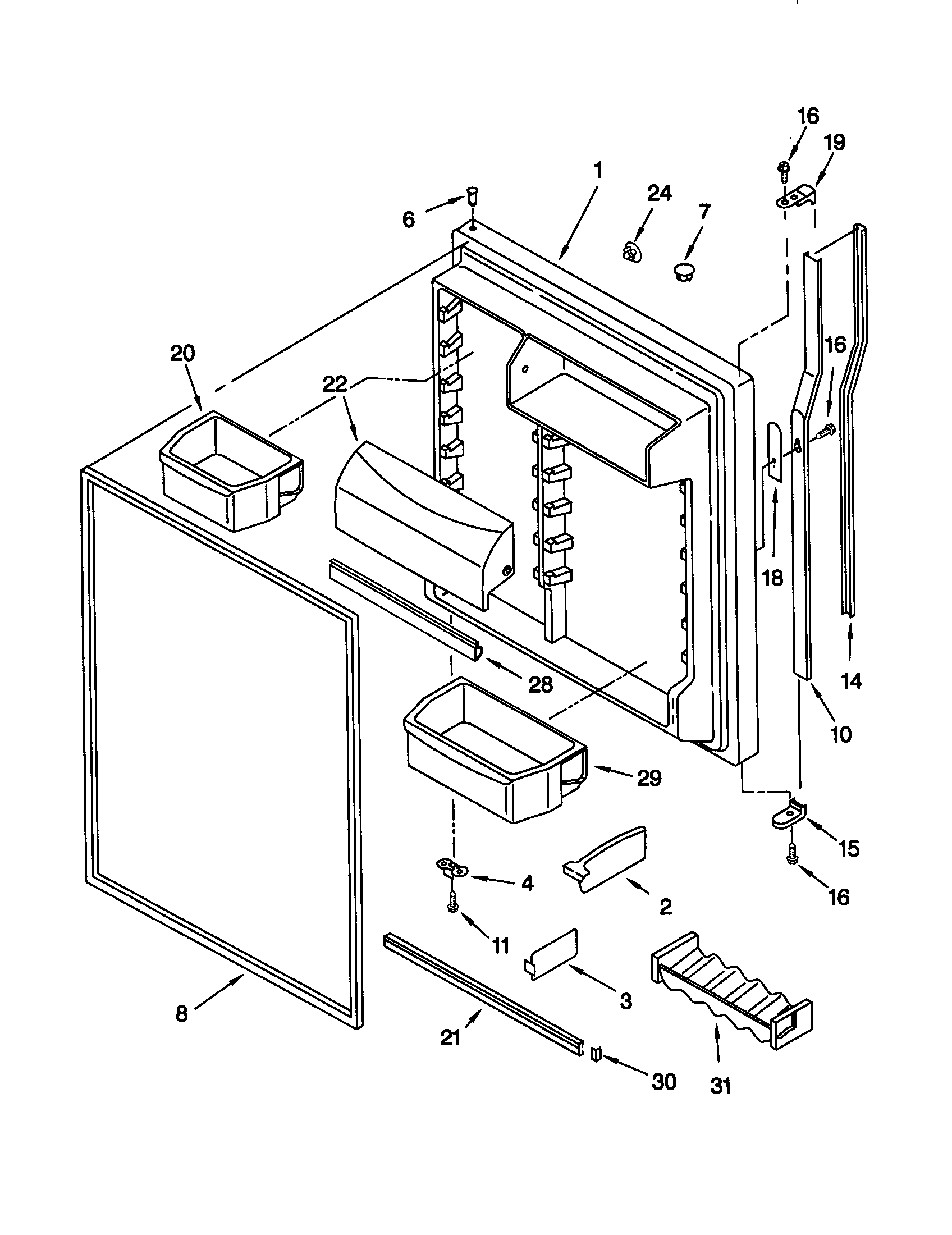KitchenAid KTRP22KGWH01 refrigerator door diagram