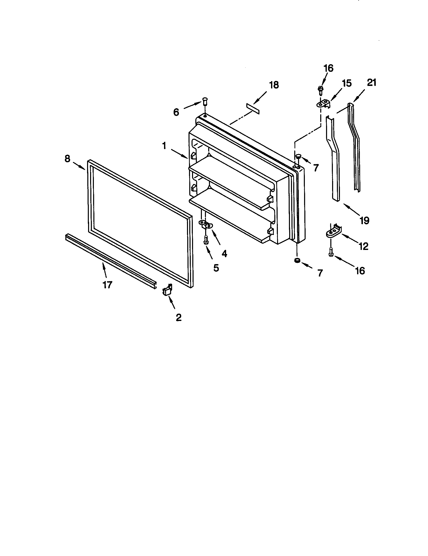 KitchenAid KTRP22KGWH01 freezer door diagram