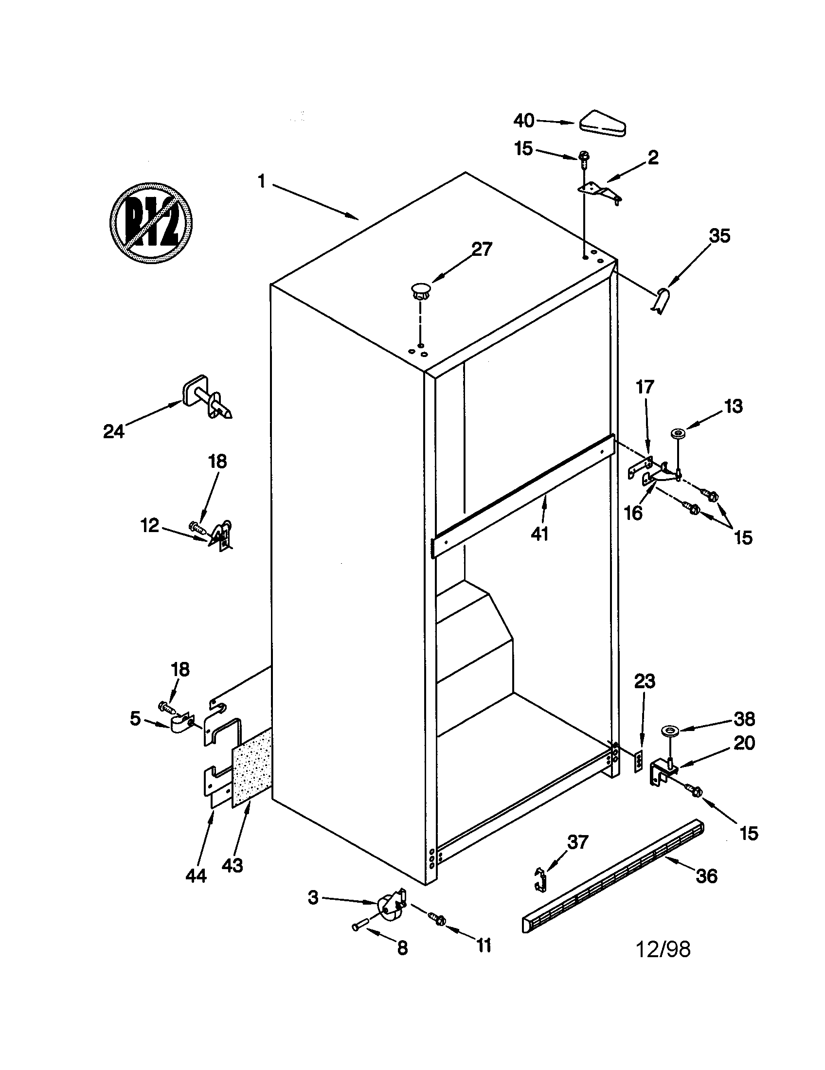 KitchenAid KTRS19MGAL01 cabinet diagram