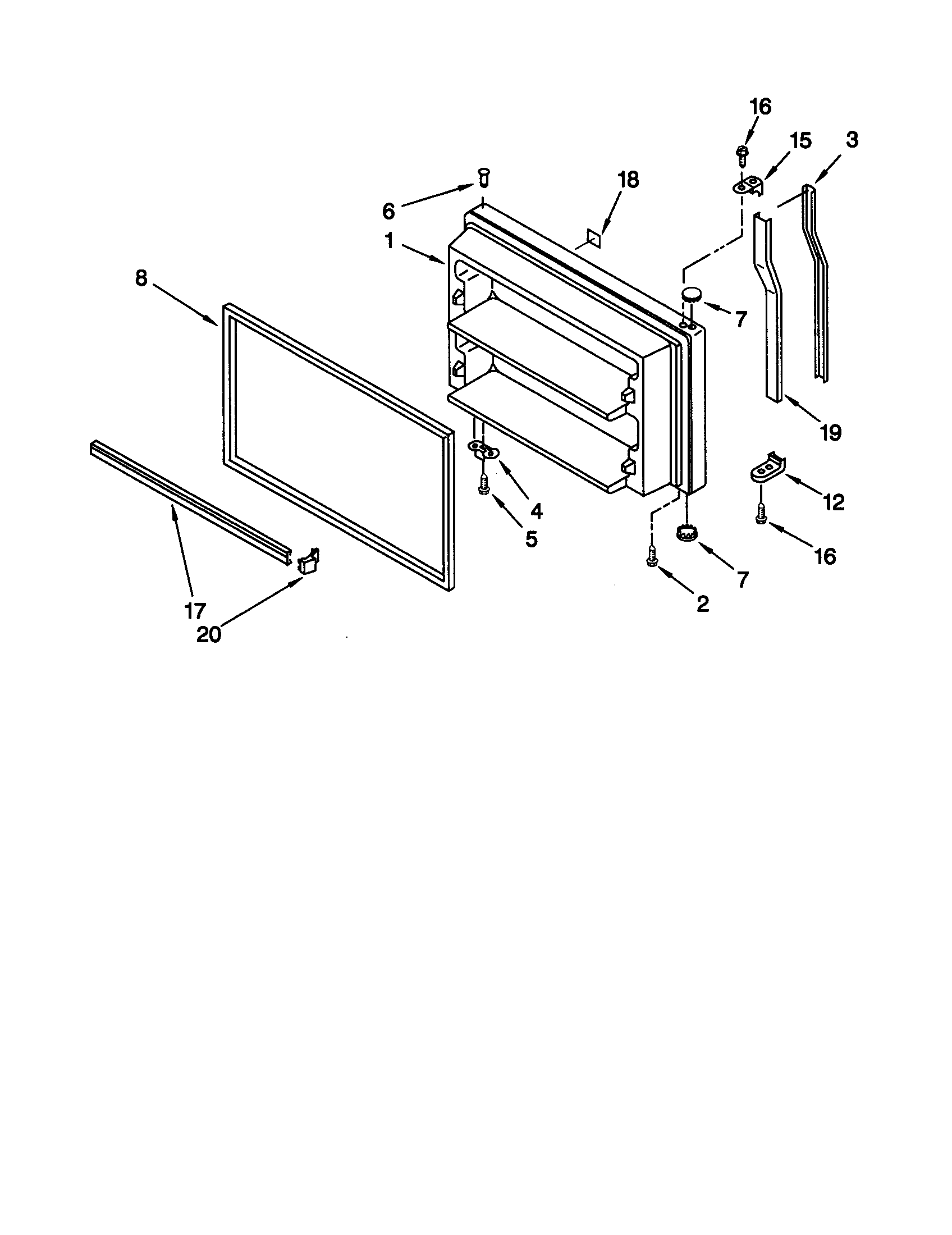 KitchenAid KTRS19MGAL01 freezer door diagram