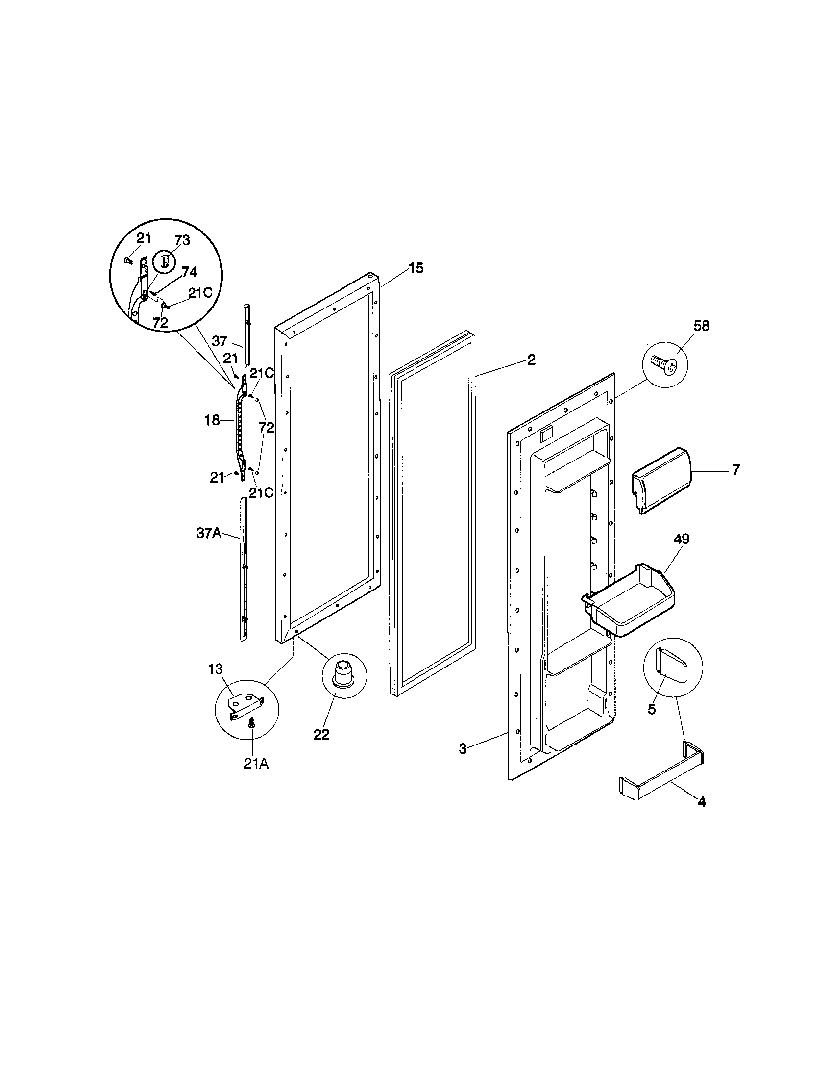 Kenmore 25358082894 refrigerator door diagram